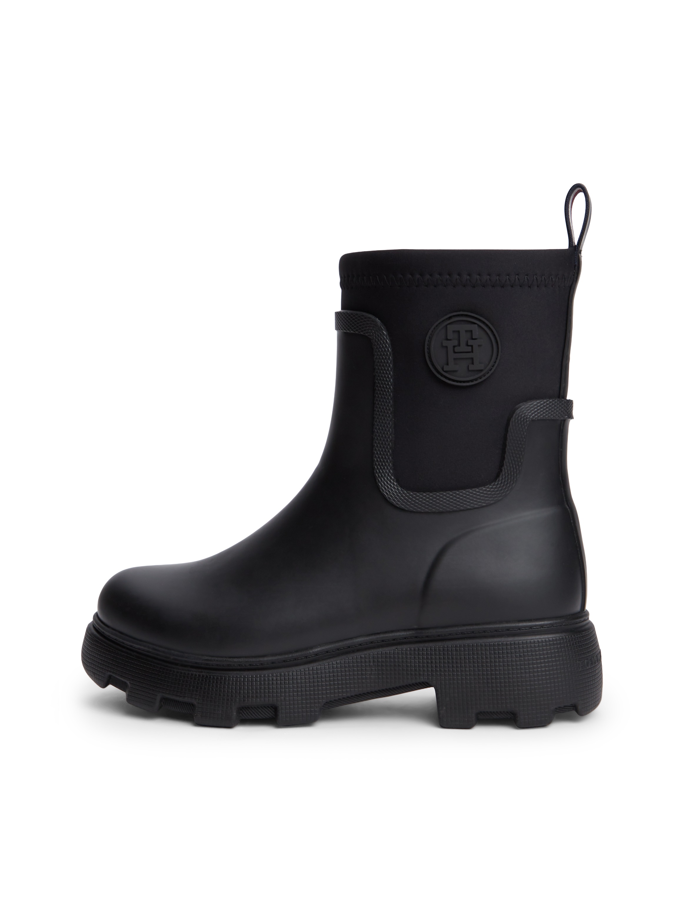 Tommy Hilfiger Gummistiefelette »TH STAMP WARM ANKLE RAIN BOOT«  Blockabsatz, Regenboots mit TH-Logoemblem