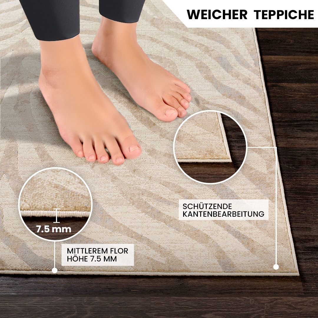 Livabliss Teppich »LUANDA«, rechteckig, 11 mm Höhe, Skandinavischer Teppich, Boho Wohnzimmerteppich/Läufer im Zebra Muster
