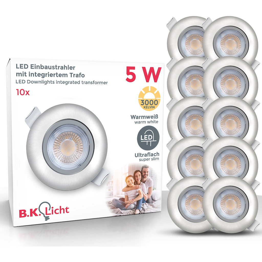 B.K.Licht LED Einbauleuchte »Volantis«, 10 flammig-flammig, LED Einbaustrahler Spots Einbauspots Deckenleuchten inkl.5W 450lm SET