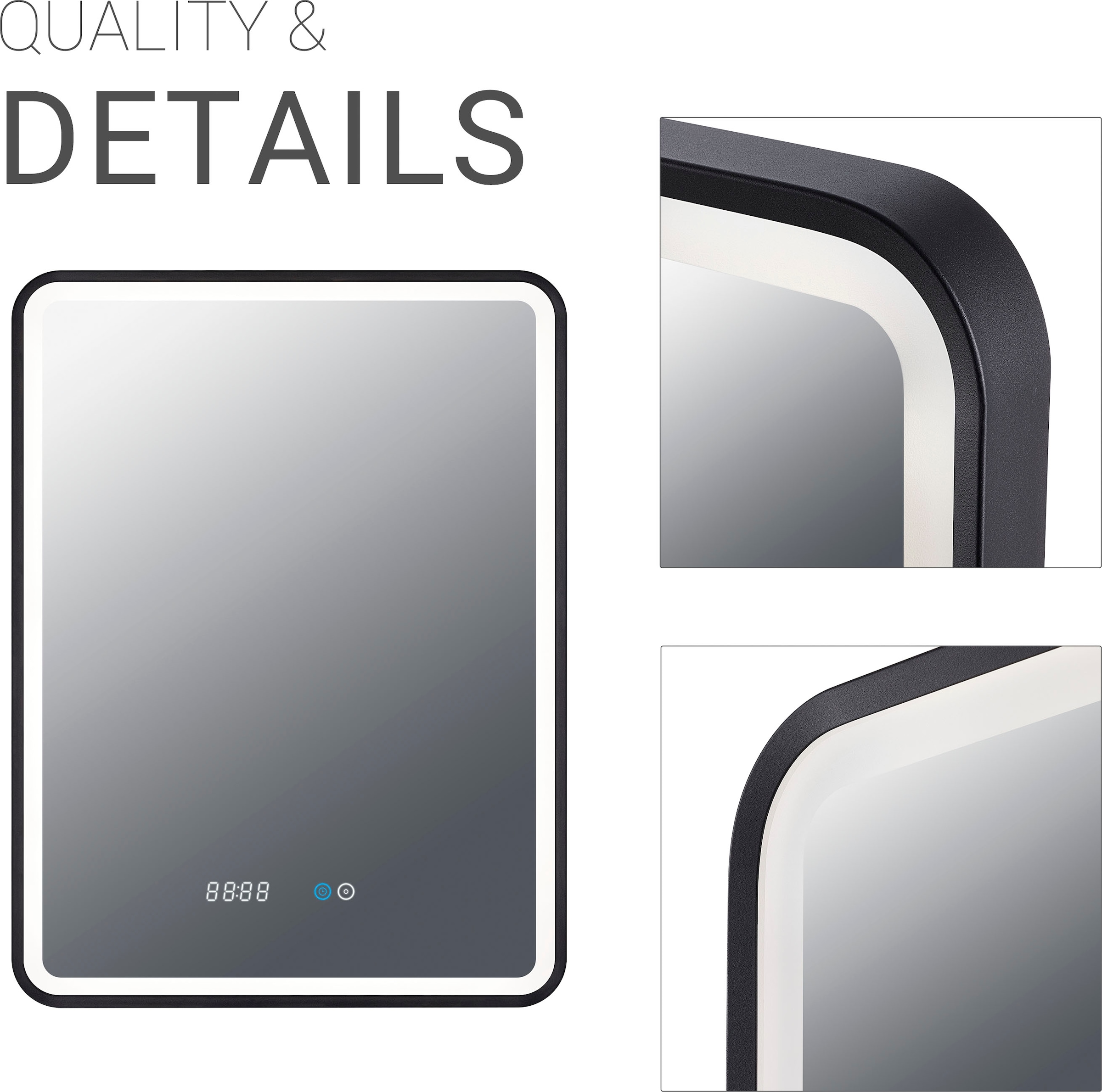 PACO HOME Wandleuchte "MAGGIE", H: 3,9cm, schwarz, Wohnzimmer, Leuchten, LED Spiegellampe Touchschalter Lampe für Bad Badezimmer dimmbar