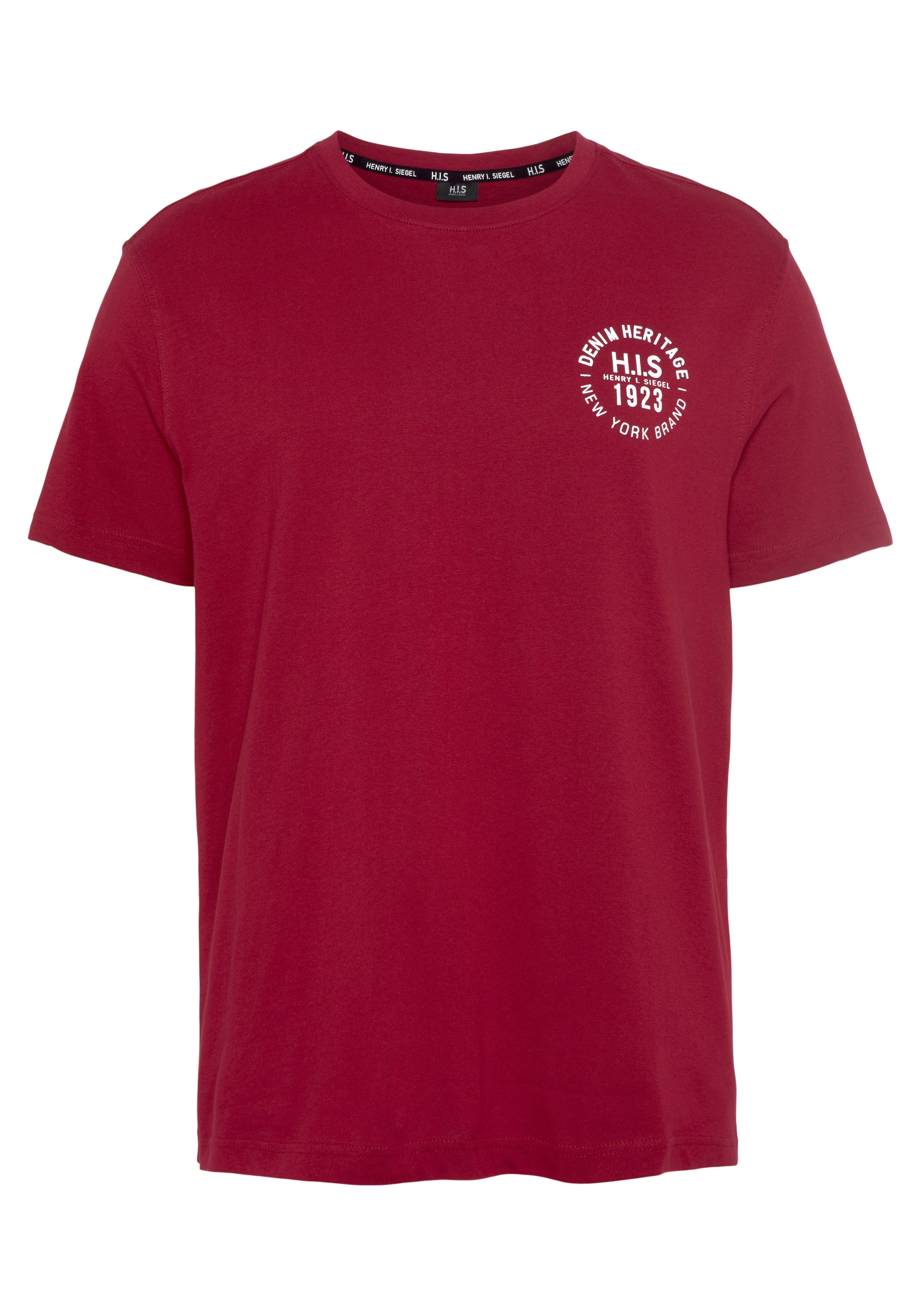 H.I.S T-Shirt, (Packung, 3 tlg., 3er-Pack), schmal geschnitten, bedrucktes Design, aus 100% Baumwolle