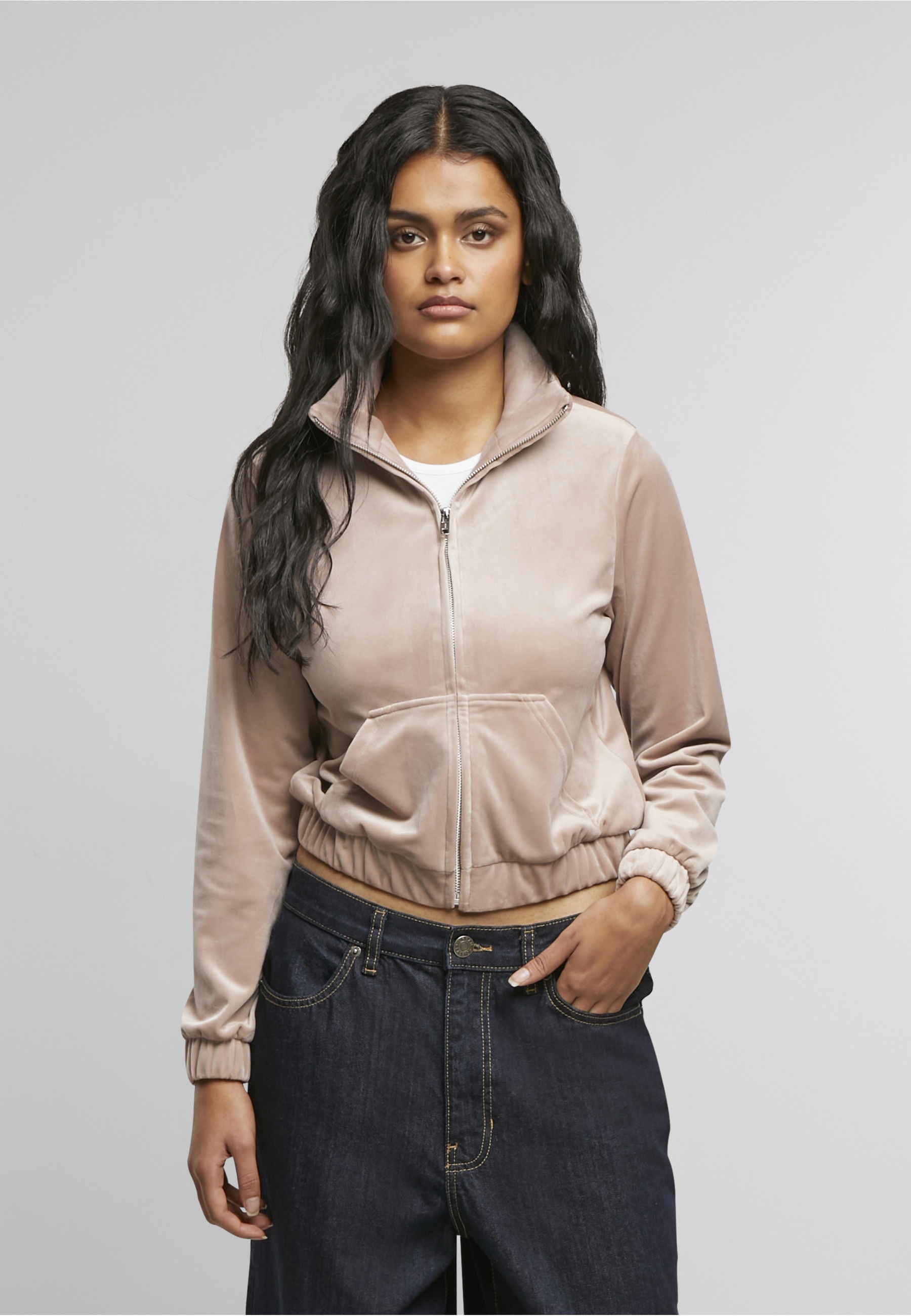 URBAN CLASSICS Langmantel »Urban Classics Ladies Short Velvet Track Jacket«