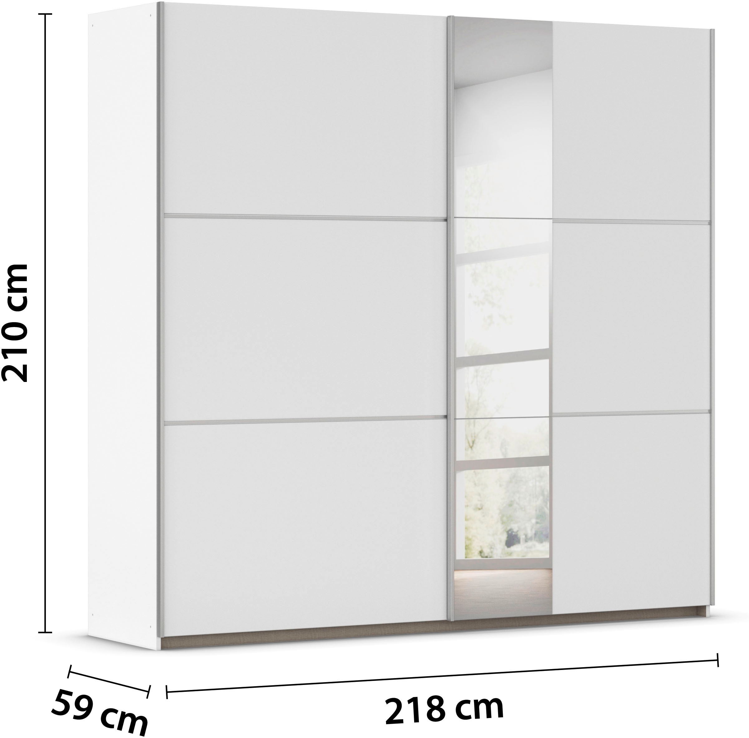 rauch Schwebetürenschrank »Kleiderschrank Schrank Garderobe TOPSELLER ASTANA OTTO´s CHOICE« 3 Ausstattungen BASIC/CLASSIC/PREMIUM, Breiten 175/218/261 cm,  mit 3 Spiegelelementen, Metallgriffleisten alufarbig MADE IN GERMANY
