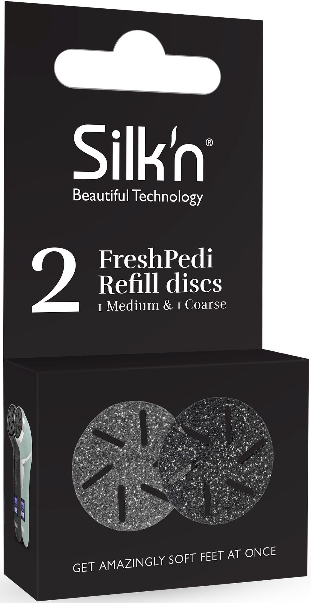 SILK'N Hornhautentferner Ersatzschleifscheiben "FreshPedi Refill discs 1 Medium 1Coarse", schwarz, Hornhautentferneraufsätze