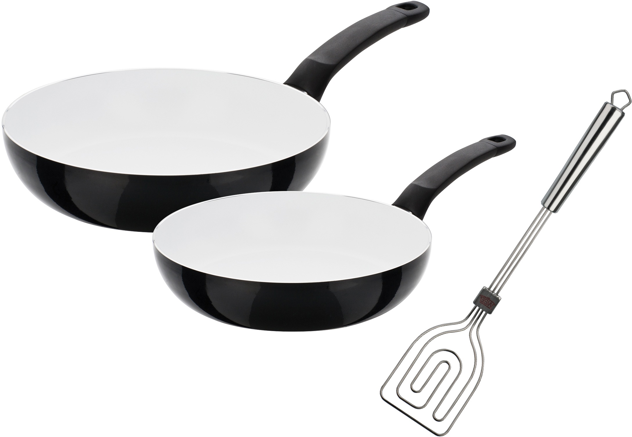 GSW Pfannen-Set "CERAMICA Blanca" Aluminium Set, 1x Bratpfanne Ø 24 cm, 1x Bratpfanne Ø 28 cm, 3 Stk. tlg. Induktion