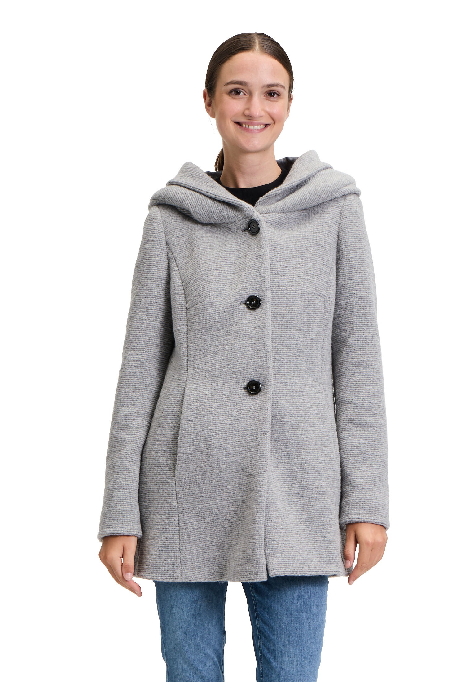 Amber & June Kurzjacke "Amber & June Damen Kurzmantel mit Kapuze", mit Kapu günstig online kaufen