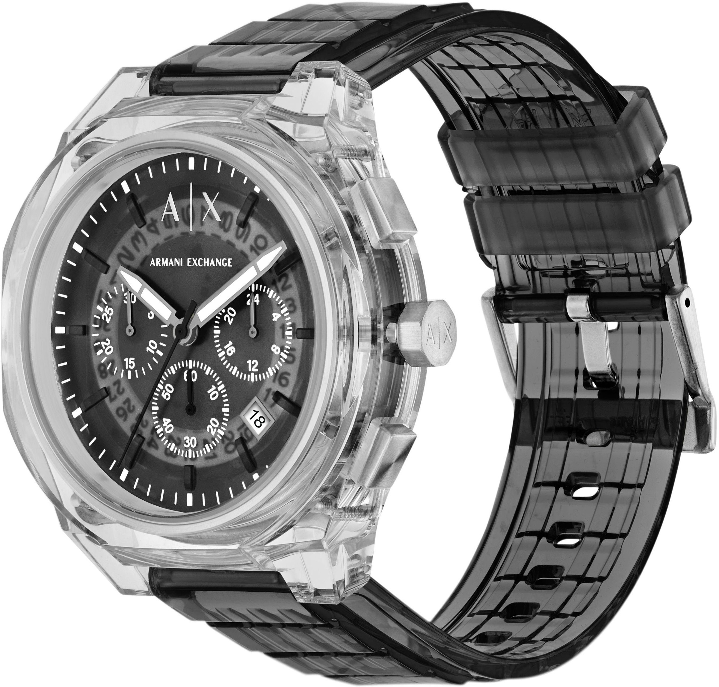 ARMANI EXCHANGE Chronograph »SYNC«, Quarzuhr, Armbanduhr, Herrenuhr, Polyurethanband, Datum, Stoppfunktion