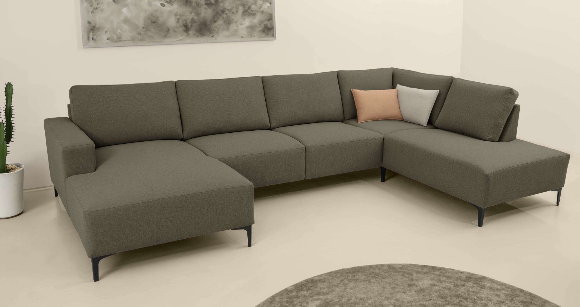 Home affaire Wohnlandschaft "Tournon", U-Form, Breite 333 cm, Webstoff, Che günstig online kaufen