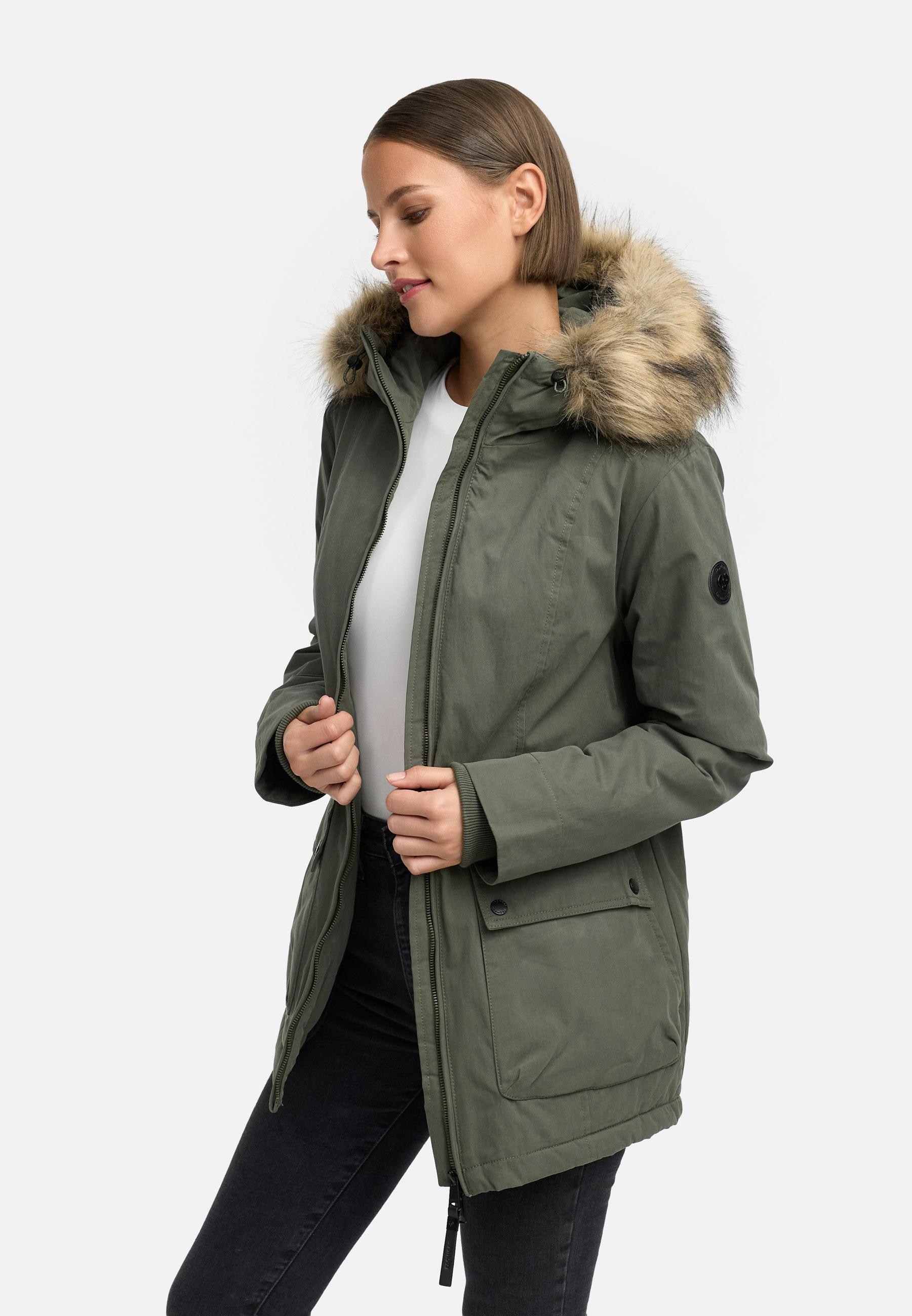 Ragwear Kurzmantel »Monadetta Warm« Kurzer Wintermantel mit Kunstfellbesatz