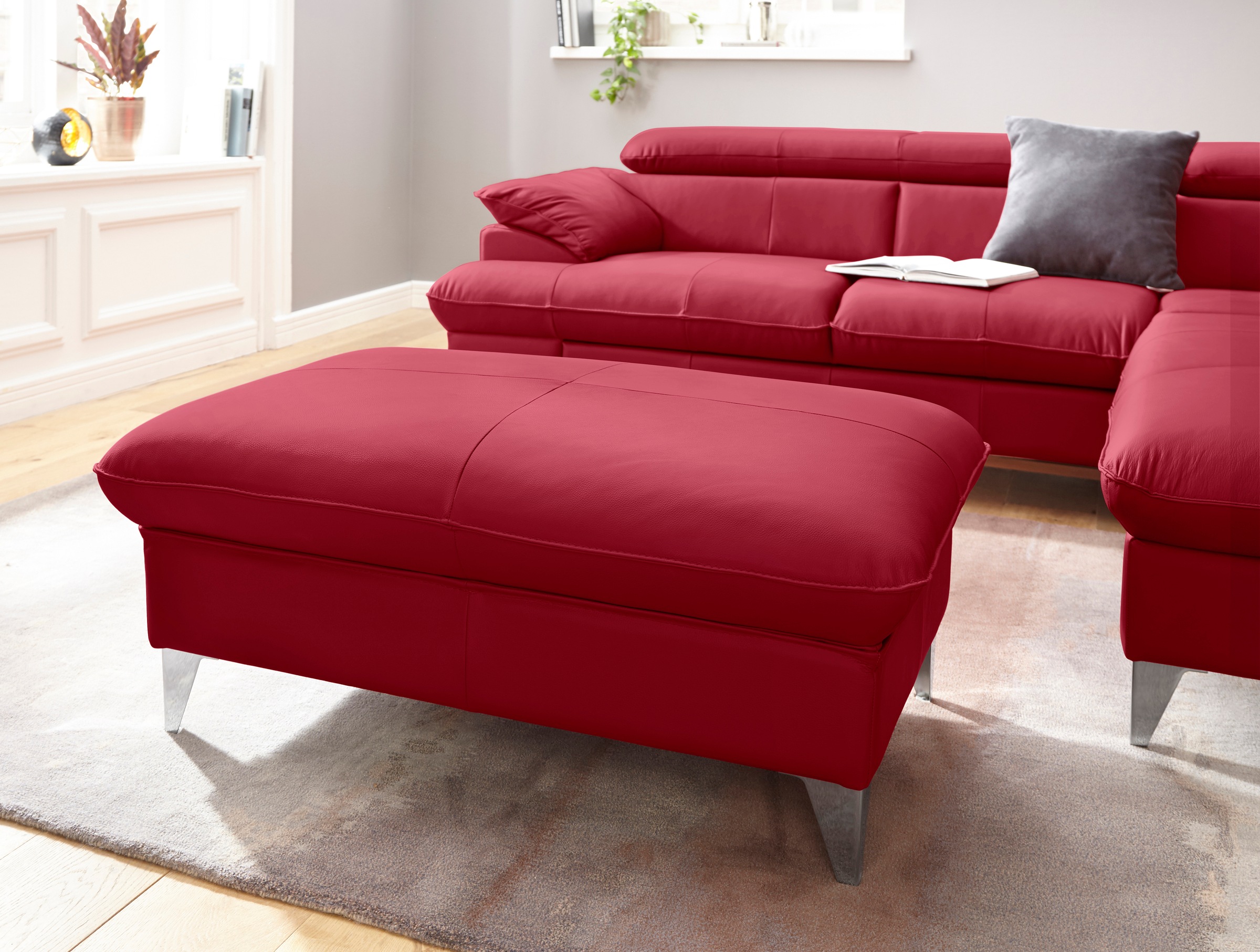 COTTA Polstergarnitur »Caluso L-Form«, (2 tlg.), Set bestehend aus: Ecksofa mit Kopfteilverstellung & Hocker