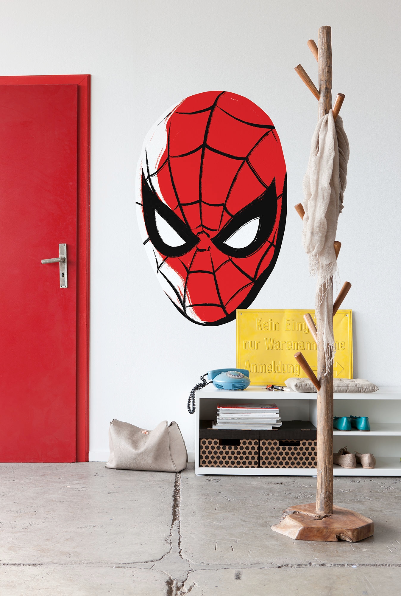 Komar Fototapete "Wandtattoo - Spider-Man Headshot - Größe 125 x 125 cm" Comic bedruckt glatt