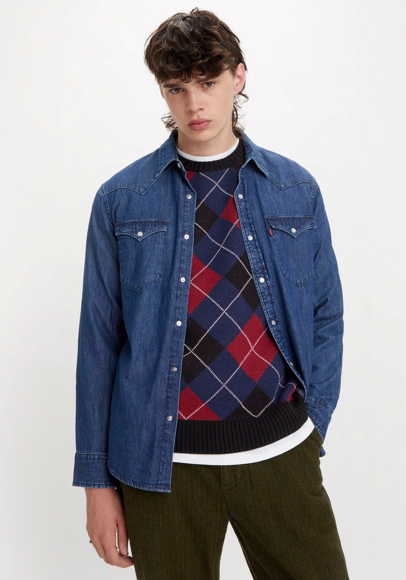 Levi's® Rundhalspullover »ORIGINAL HM SWEATER«, in klassischem Argyle-Muster