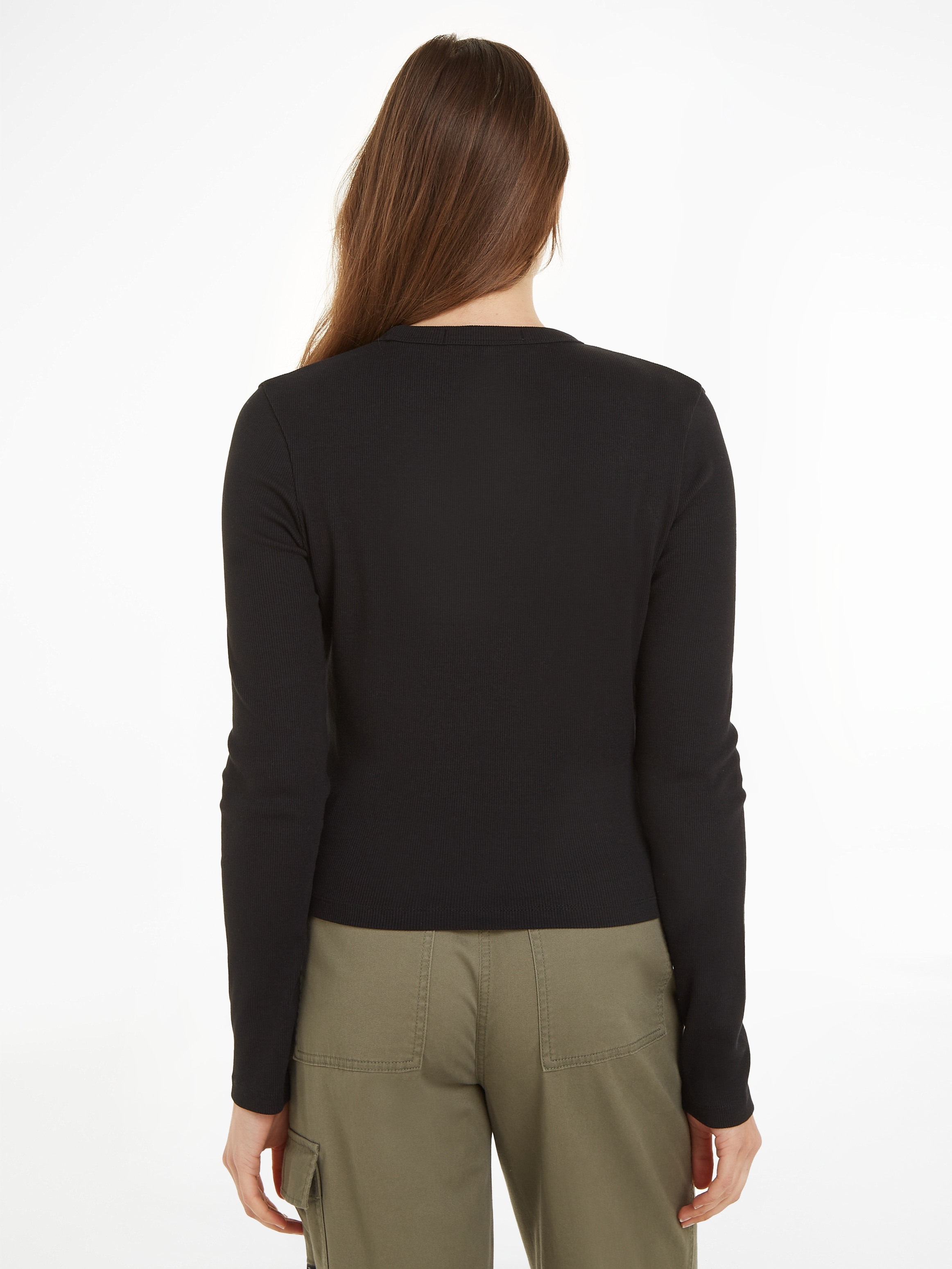 Calvin Klein Jeans Langarmshirt »WOVEN online BAUR kaufen LONG | LABEL SLEEVE« RIB