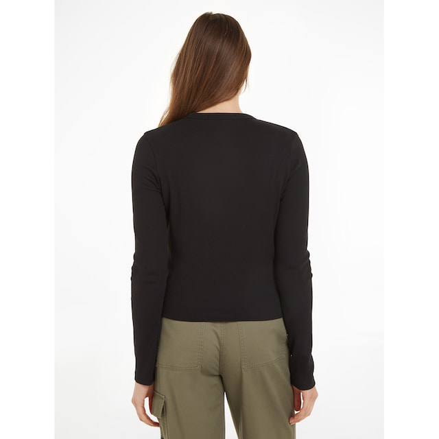Calvin Klein Jeans Langarmshirt »WOVEN LABEL RIB LONG SLEEVE« online kaufen  | BAUR