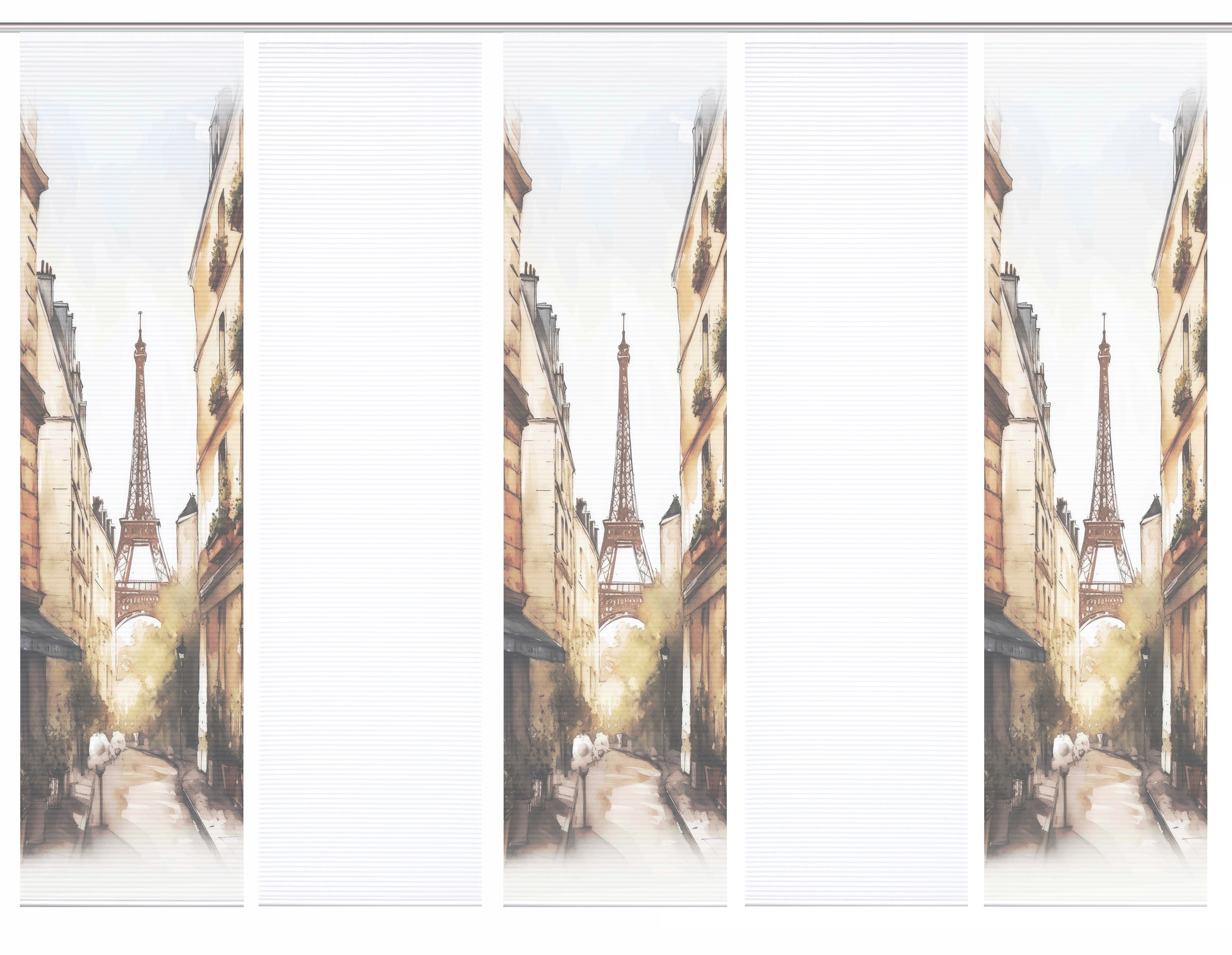 HOME in green Schiebegardine »FRANCQ« Paneelwagen 5 Stk. tlg. Bambusoptik, SET, recycelt, Digitaldruck