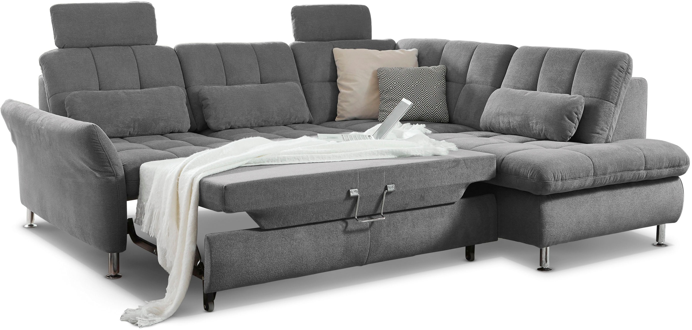 Die PlanBar Ecksofa »MP-IN20016 L-Form mit Kaltschaum-Polsterung«, wahlweise mit Kopfstützen und Bettfunktion, mit Kaltschaum-Polsterung