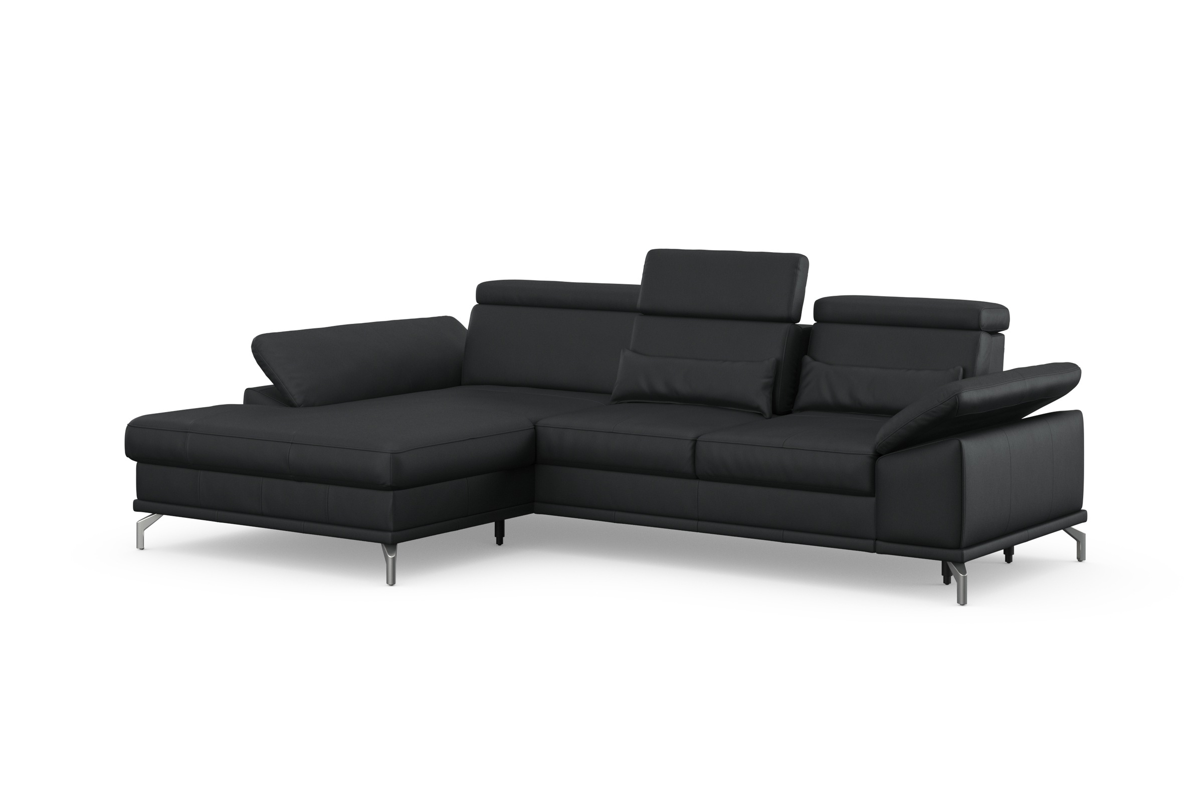 sit&more Ecksofa »Cabrio L-Form, mit Sitztiefenverstellung, Arm- und Kopfteilverstellung«, 2 Nierenkissen, Federkern, optional Bettfunktion und Stauraum