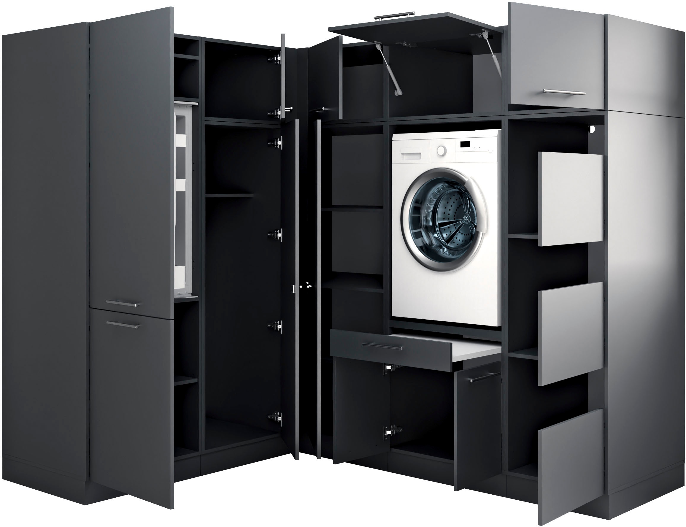 Laundreezy Mehrzweckschrank-Set »Laundreezy, 9-tlg. Mehrzweckschrank-Set B/H/T 218/200/68 cm« 9 Stk. tlg.