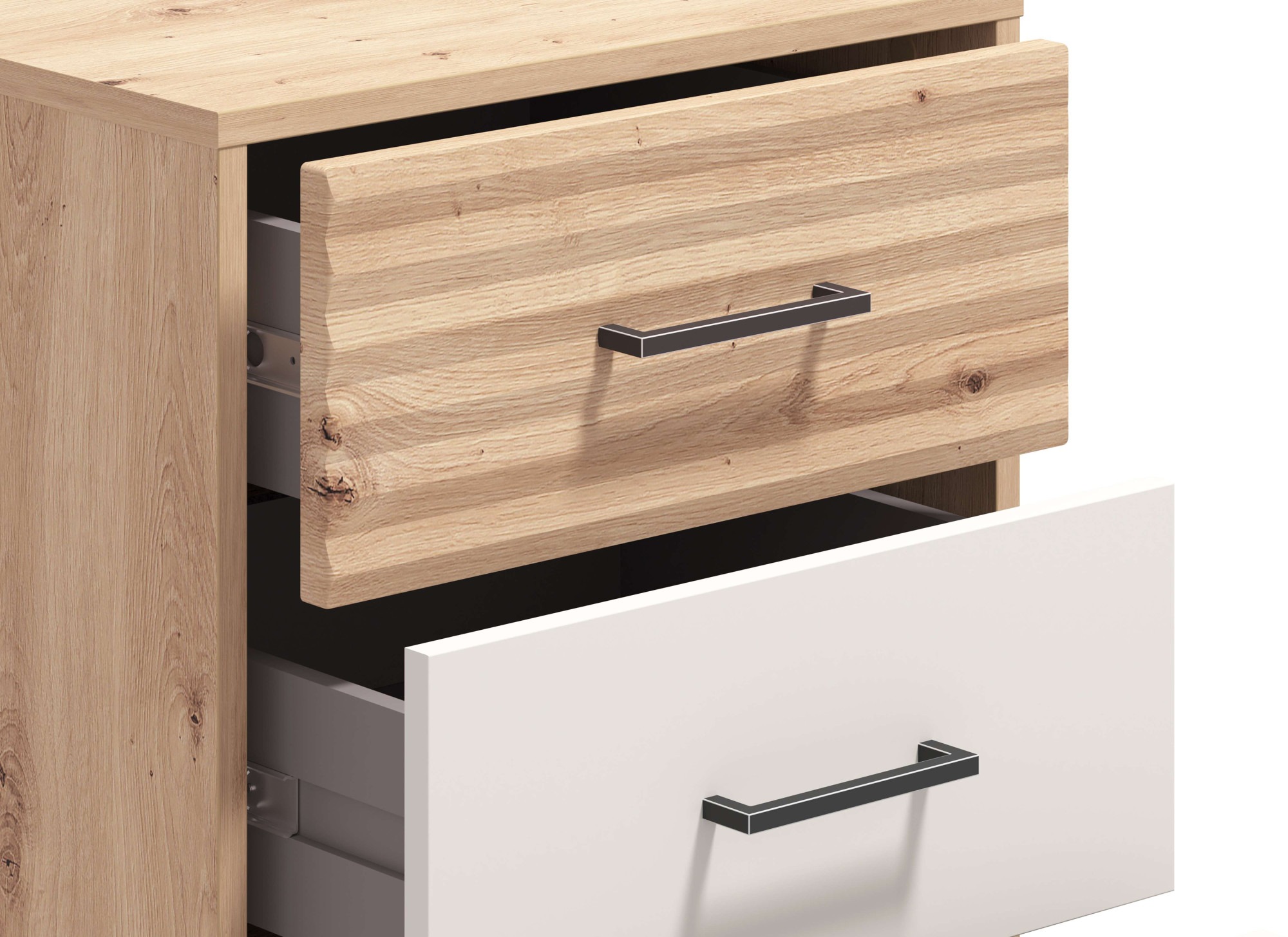 INOSIGN Nachtkommode »Modena Nachtschrank Nachttisch mit 2 oder 3 Schubladen«, FSC®-Zerifiziert Trendfarbe cashmere, ideal für kleine Räume