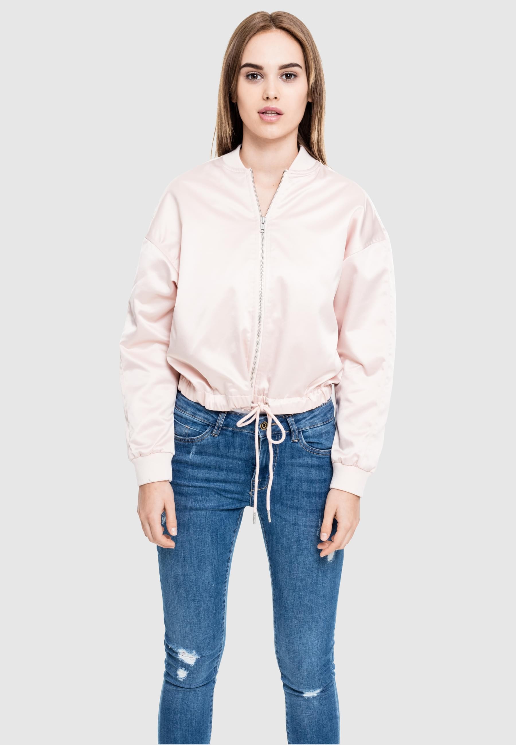 URBAN CLASSICS Allwetterjacke »Urban Classics Damen Ladies Satin Kimono Blouson«, (1 St.), ohne Kapuze