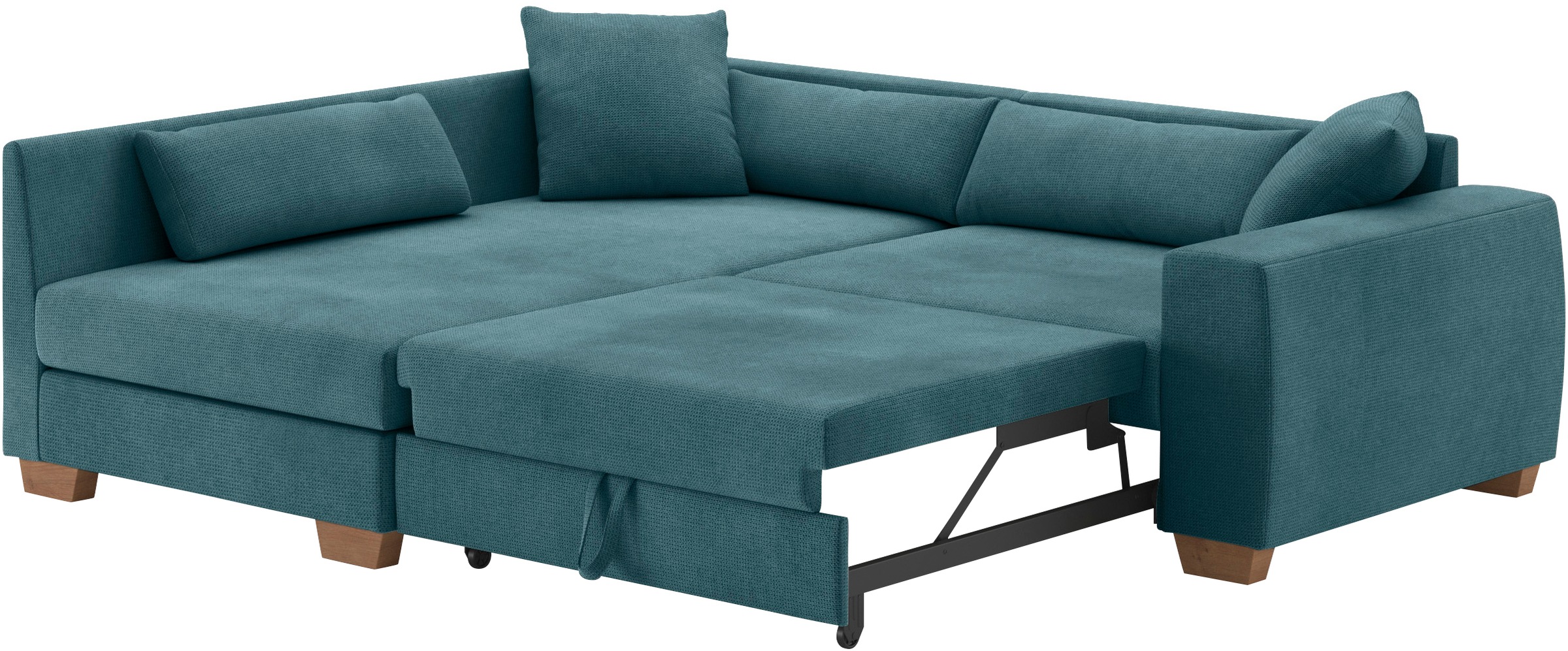 Mr. Couch Ecksofa »Helena L-Form, bis 140 kg belastbar«, mit Taschenfederkern, wahlweise mit Bettfunktion