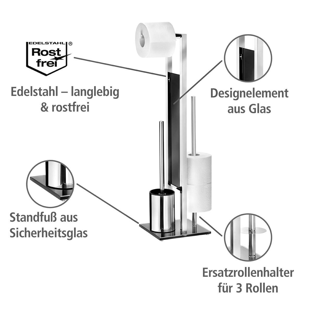 WENKO WC-Garnitur »Rivalta«, aus Edelstahl, integrierter  Toilettenpapierhalter und WC-Bürstenhalter bestellen | BAUR
