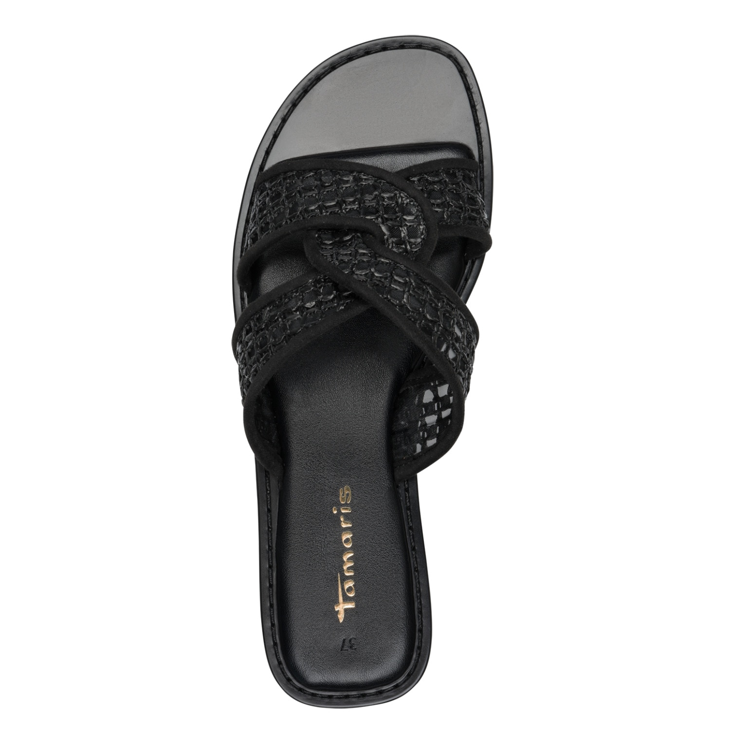 Tamaris Pantolette  Sommerschuh, Schlüpfschuh, Flat mit Baststickerei