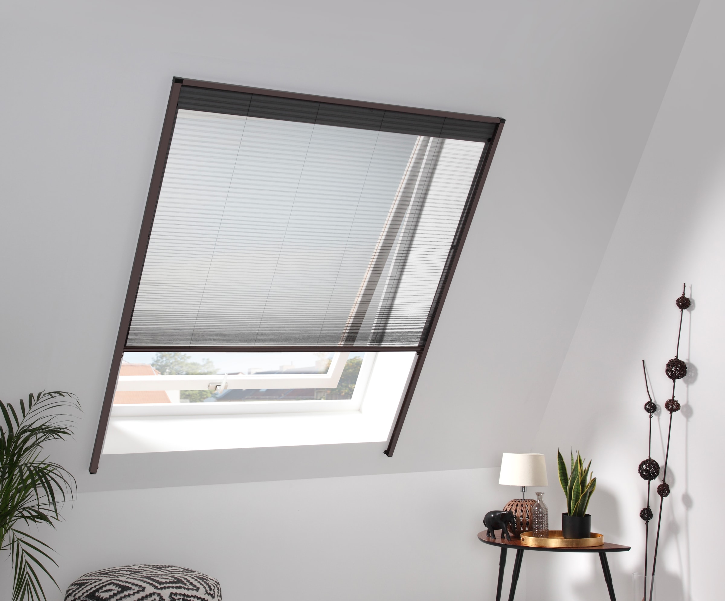 hecht international Insektenschutzrollo »für Dachfenster«, transparent, braun/schwarz, BxH: 160x180 cm
