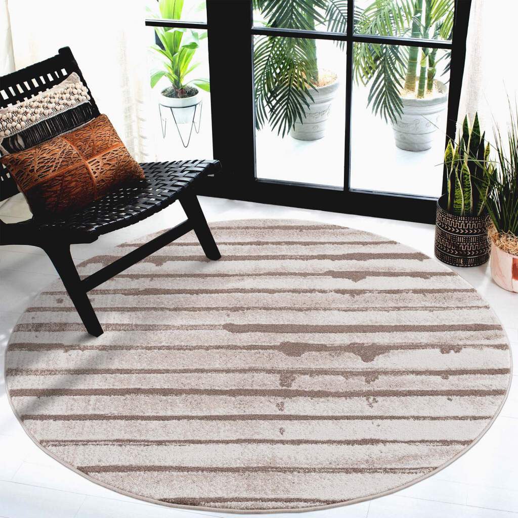Carpet City Teppich »Moda«, rund, Kurzflor, Streifen-Muster, Weicher Flor