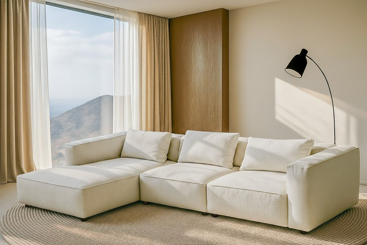 Home affaire Ecksofa "Tvinnet" Breite 317 cm, extra tiefe Sitzfläche, kubisches Sitzvergnügen