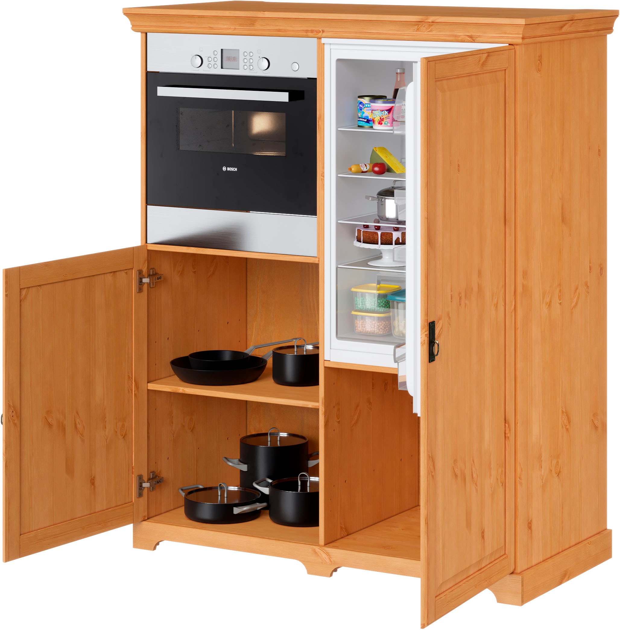 Home affaire Backofen/Kühlumbauschrank »Rügen«, Breite 127 cm, Kiefer massiv, Nische für Kühlschrank