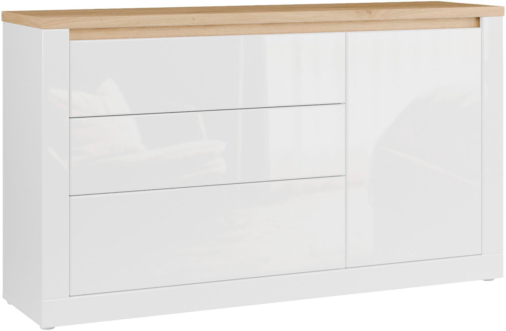 FORTE Sideboard "Sideboard, grifflos, Beleuchtung inklusive" B/H/T 156,4/89,8/41,6 cm, Front glänzend