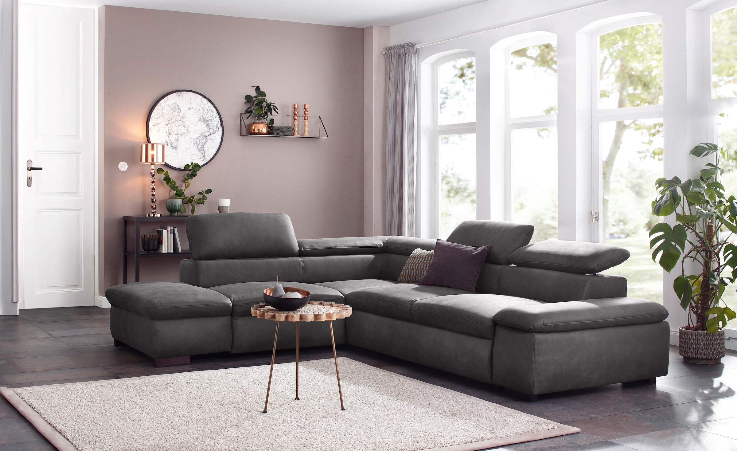 Home affaire Ecksofa »Alberto L-Form«, mit Kopfteilverstellung, wahlweise mit Bettfunktion