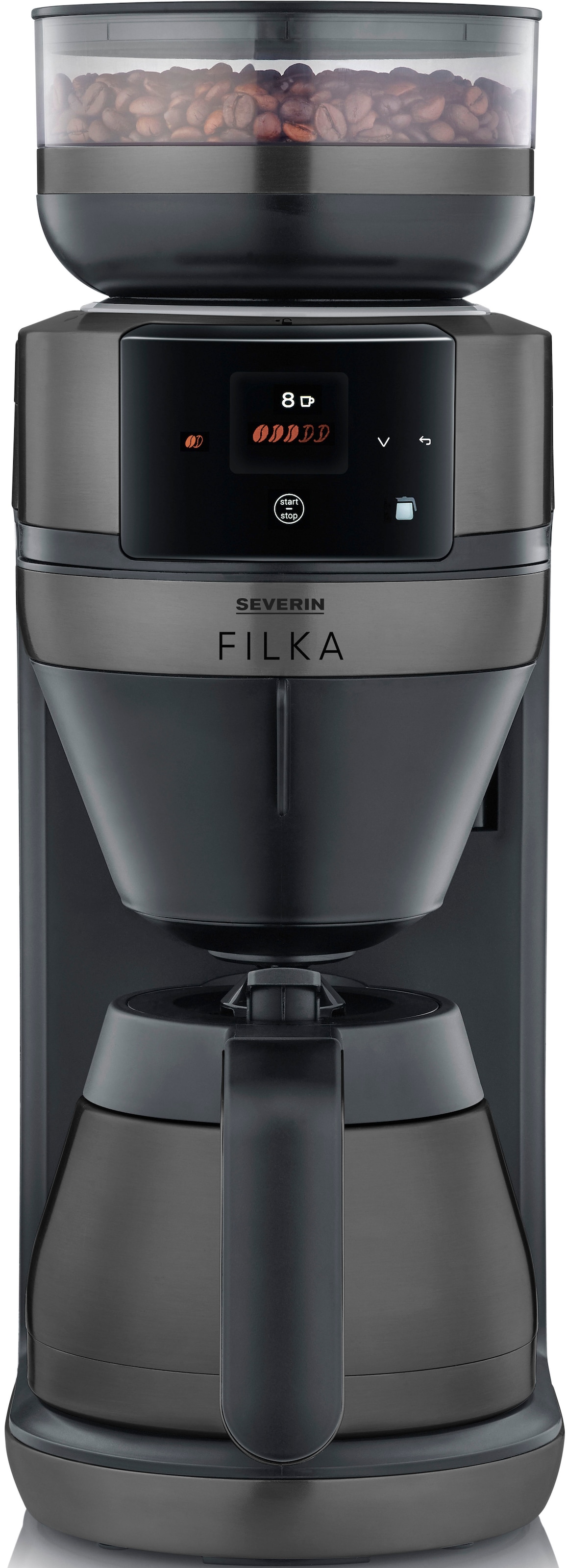 Severin Kaffeemaschine mit Mahlwerk »KA 4855 Filterkaffee-Vollautomat FILKA 2.0 Thermo«, 1,1 l Kaffeekanne, Papierfilter-Permanentfilter, 1x4