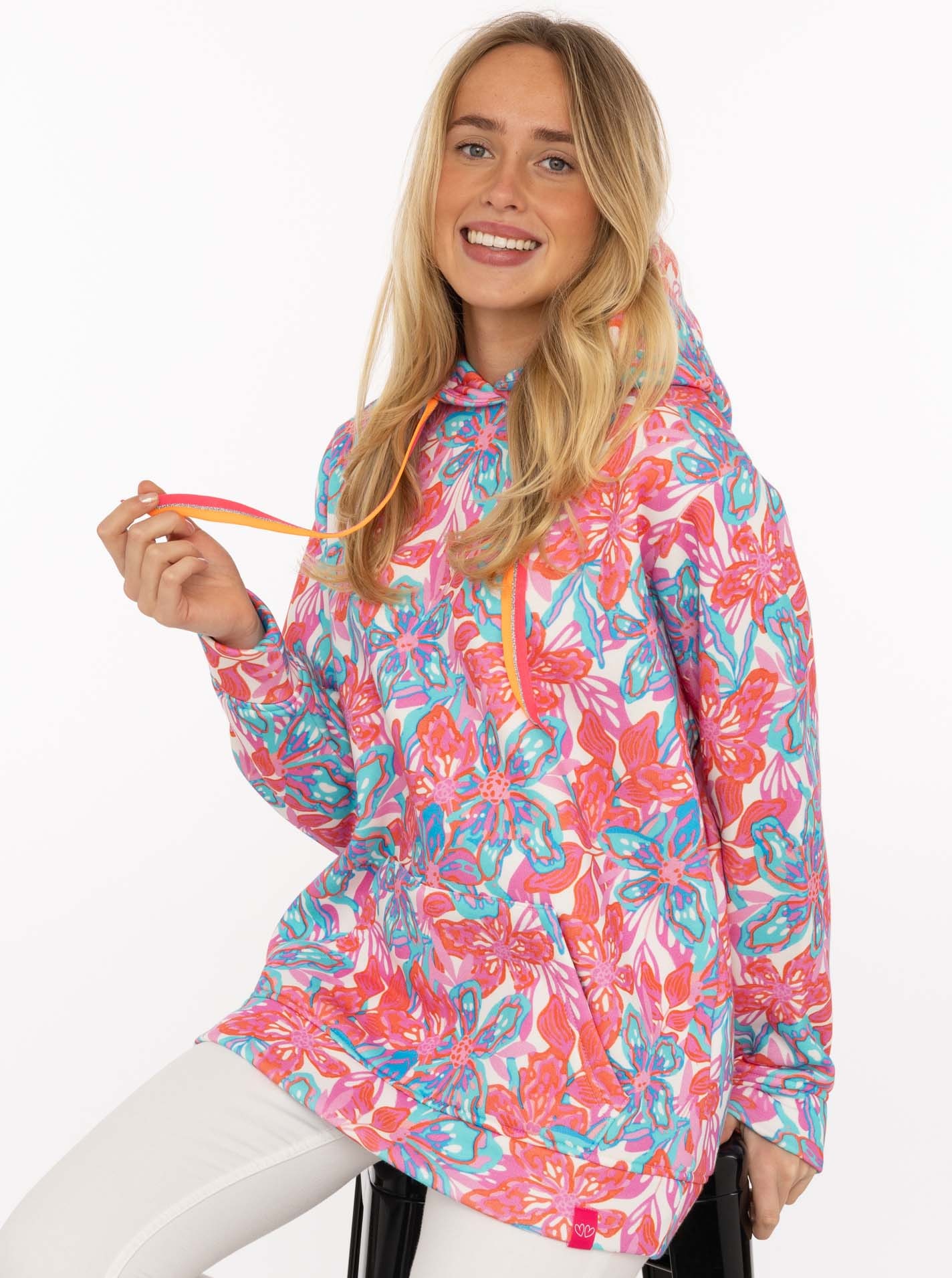 Zwillingsherz Hoodie ""Flower Sparkles"", farbenfrohes florales Muster, Neo günstig online kaufen