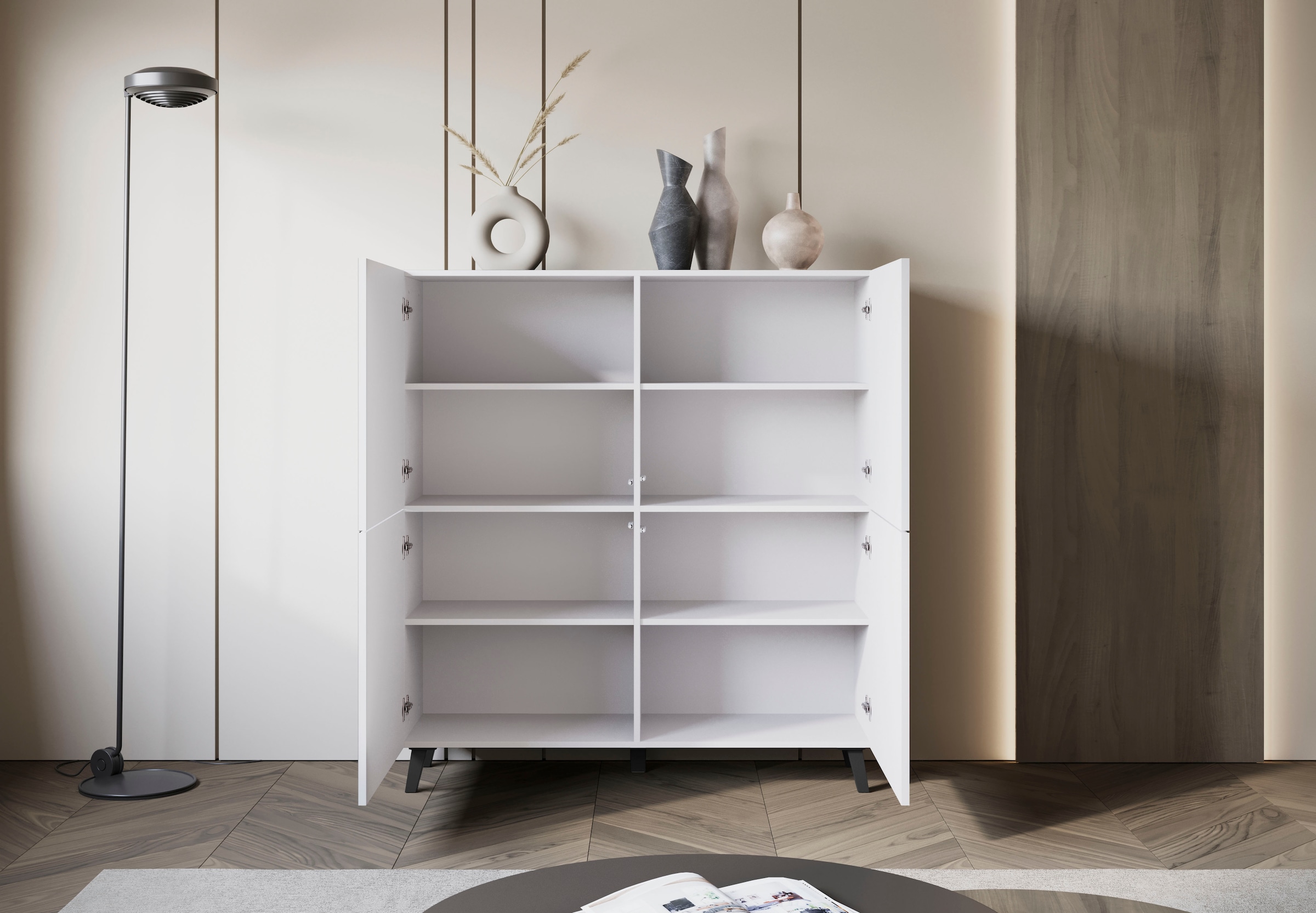 INOSIGN Highboard »HIGHBOARD PHUKET«, (1 St.), moderne Kommode mit 4 Türen und 8 Fächern, Breite 120 cm