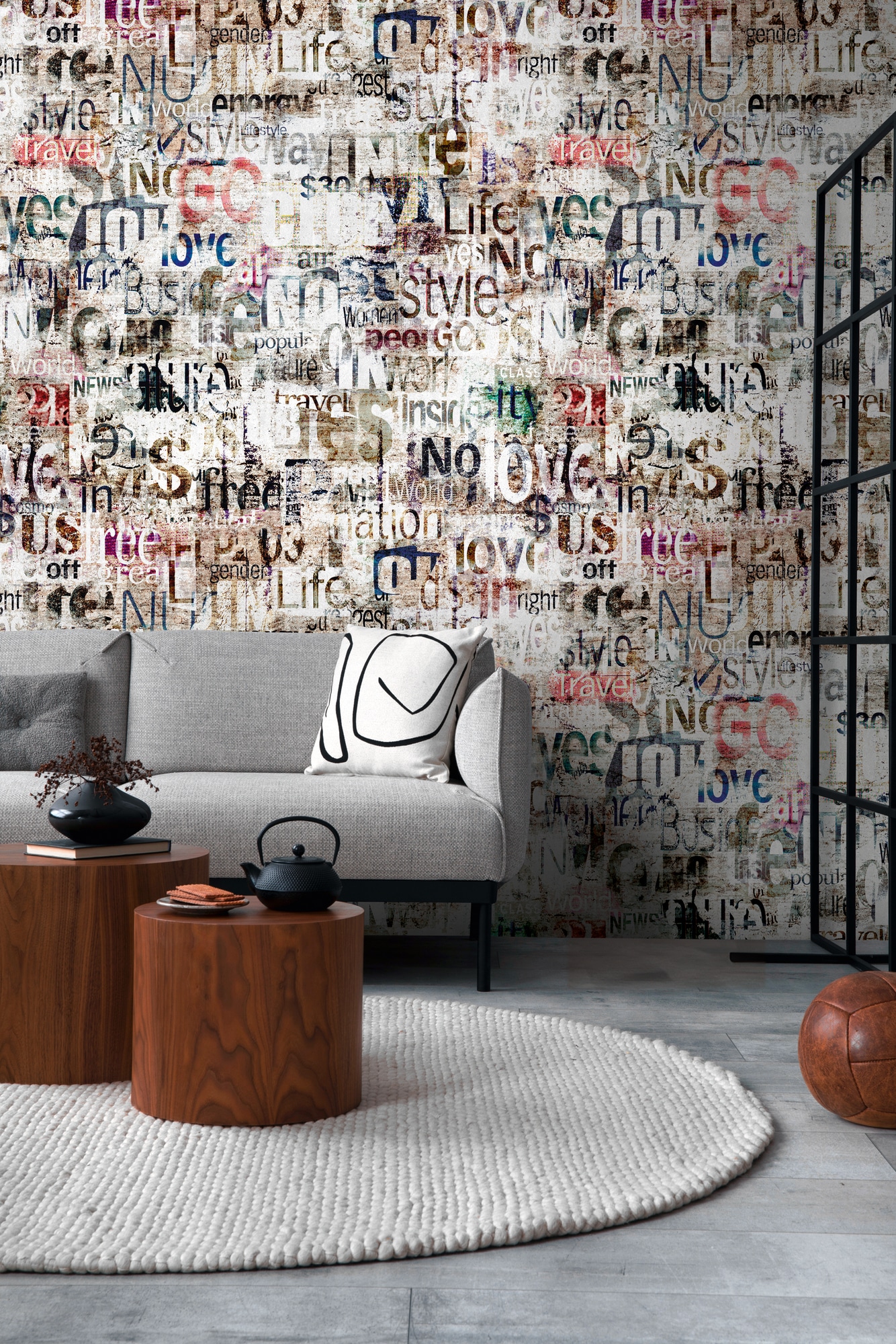 living walls "THE WALL III Schriftzug Tapete Motivtapete Abstrakt Schriftzüge" matt glatt Vintage Vliestapete für Schlafzimmer Küche Wohnzimmer Schriftzug Flur