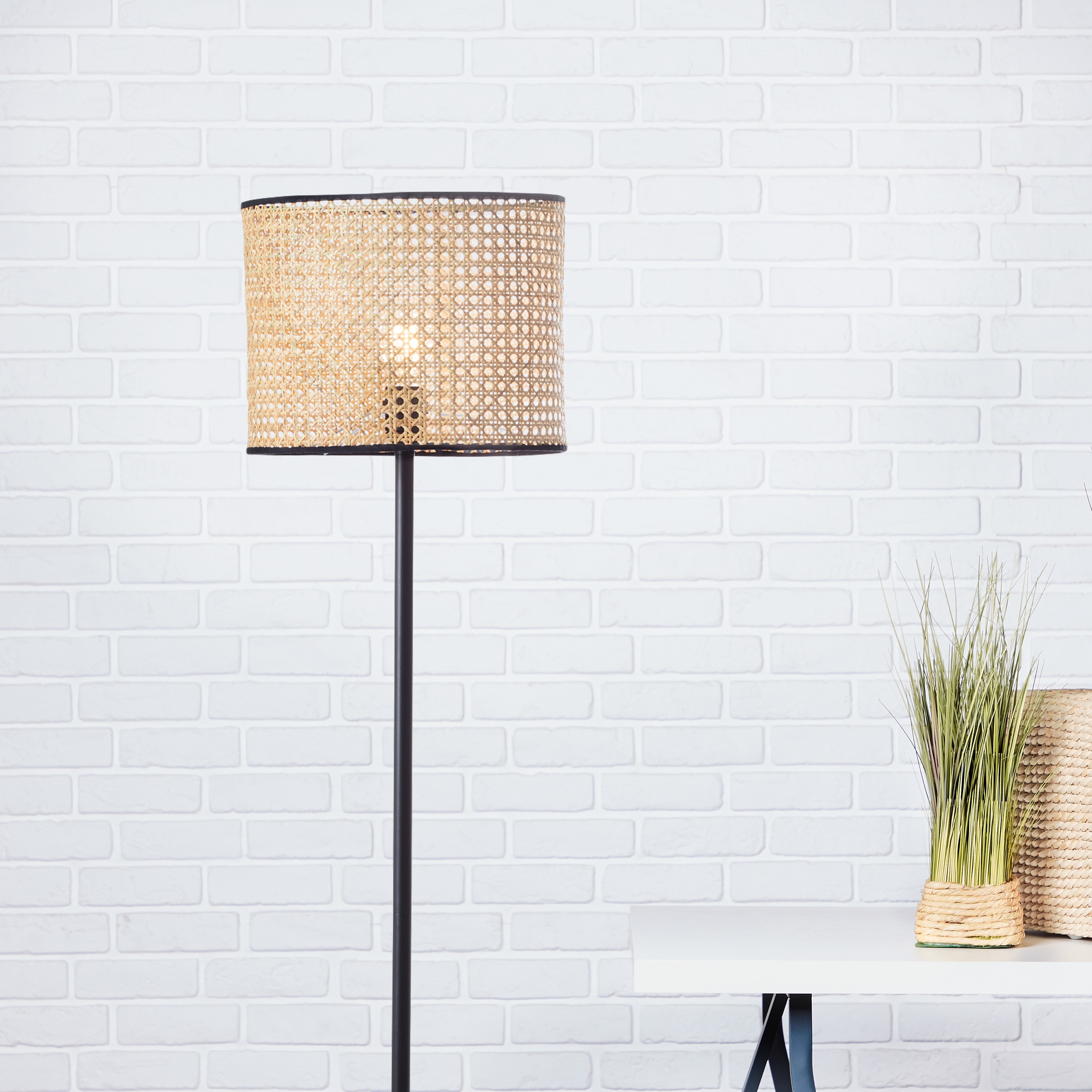 Brilliant Stehlampe »WILEY«, 1 flammig-flammig, 154 cm Höhe, Ø 30 cm, 1 x  E27, Metall/Rattan, holz hell/schwarz im Sale | BAUR | Standleuchten