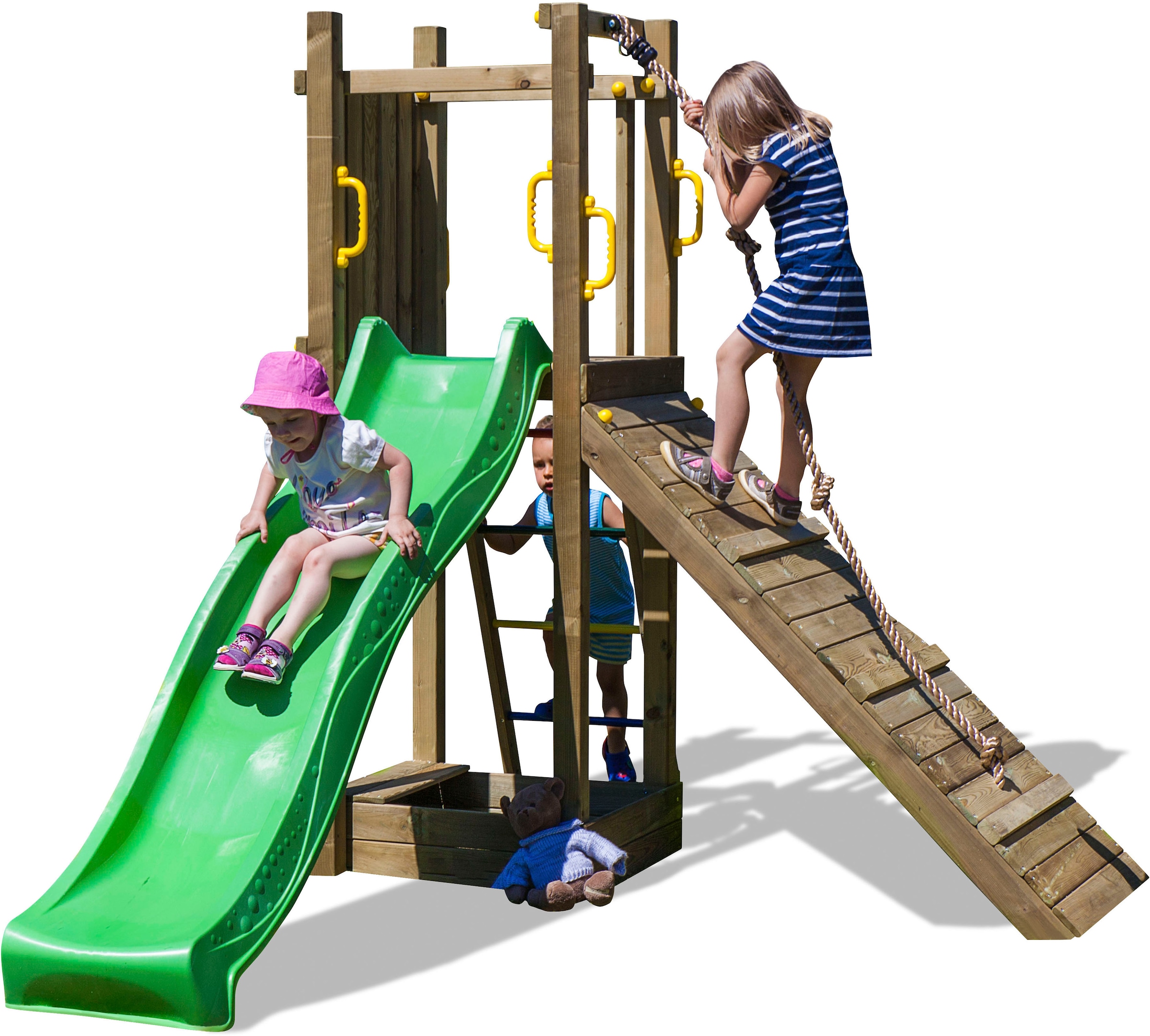 FUNGOO Spielturm »FUNNY3 mit Rampe und Sandkaste«, mit Schaukel & Rampe