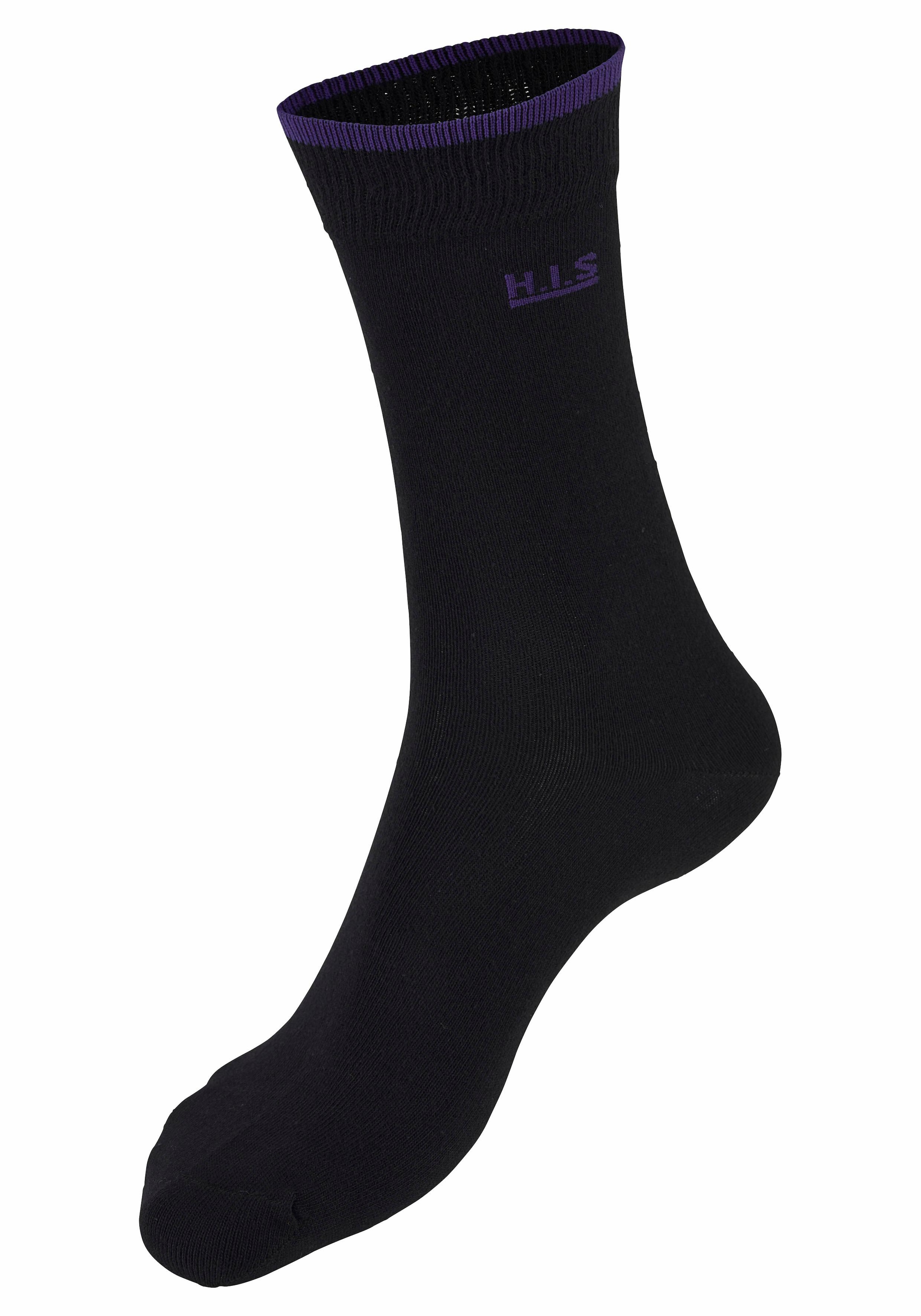 H.I.S Socken, (Packung, 7 Paar), mit farbigen Bündchen