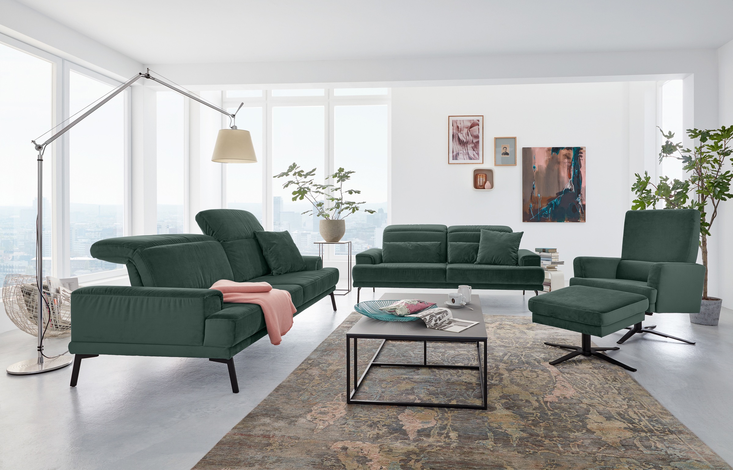 Musterring 2-Sitzer »MR 4580«, inkl. Kopf- und Sitztiefenverstellung, Fuß schwarz, B198 x T103 cm