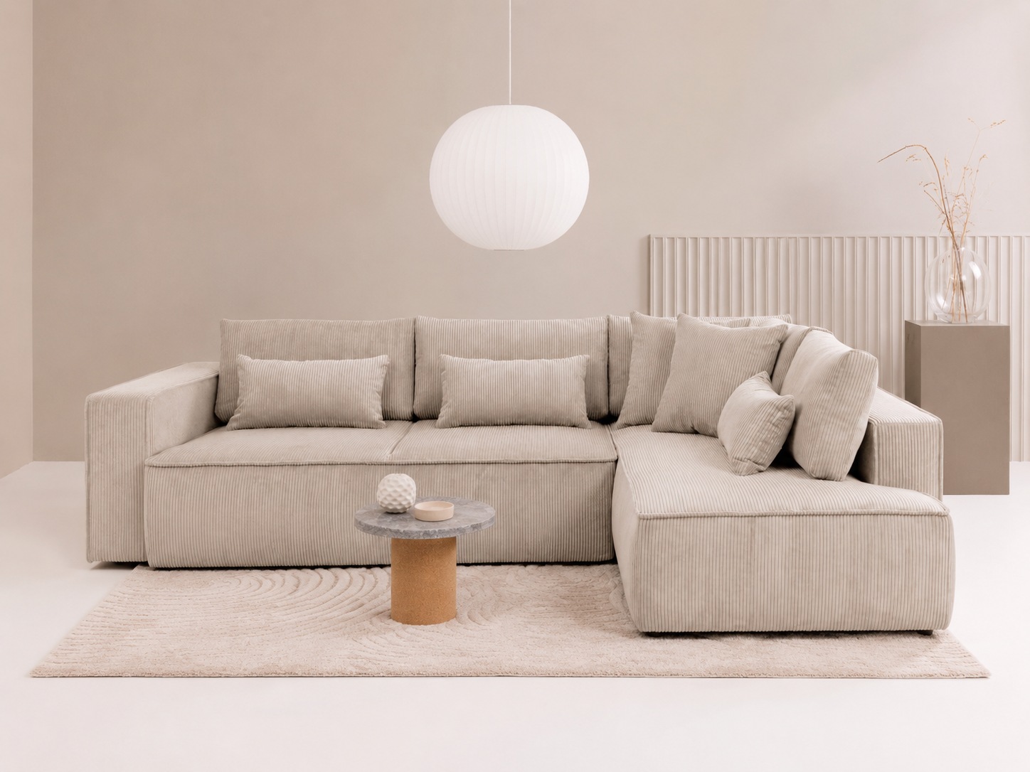 OTTO home Ecksofa »Tillian, Schlafsofa« Breite 294 cm, Breitkord, Sitzfläche mit Taschenfederkern
