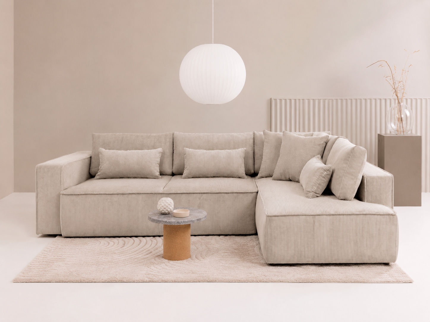OTTO home Ecksofa "Tillian, Schlafsofa" Breite 294 cm, Breitkord, Sitzfläche mit Taschenfederkern