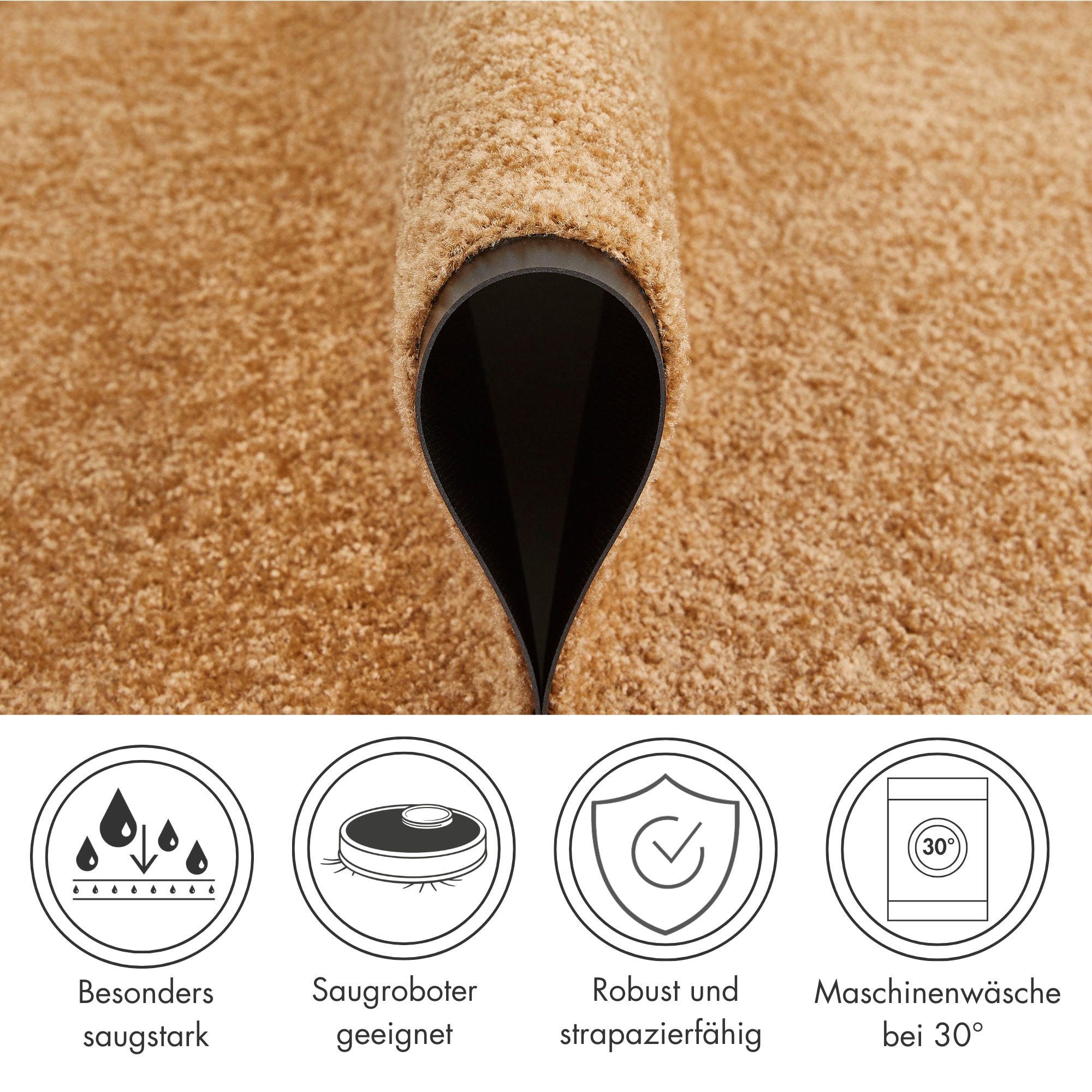 Andiamo Fußmatte »Super Wash & Clean, Made in Belgium« rechteckig 7 mm Höhe Schmutzfangmatte, Uni Farben, rutschhemmend, waschbar