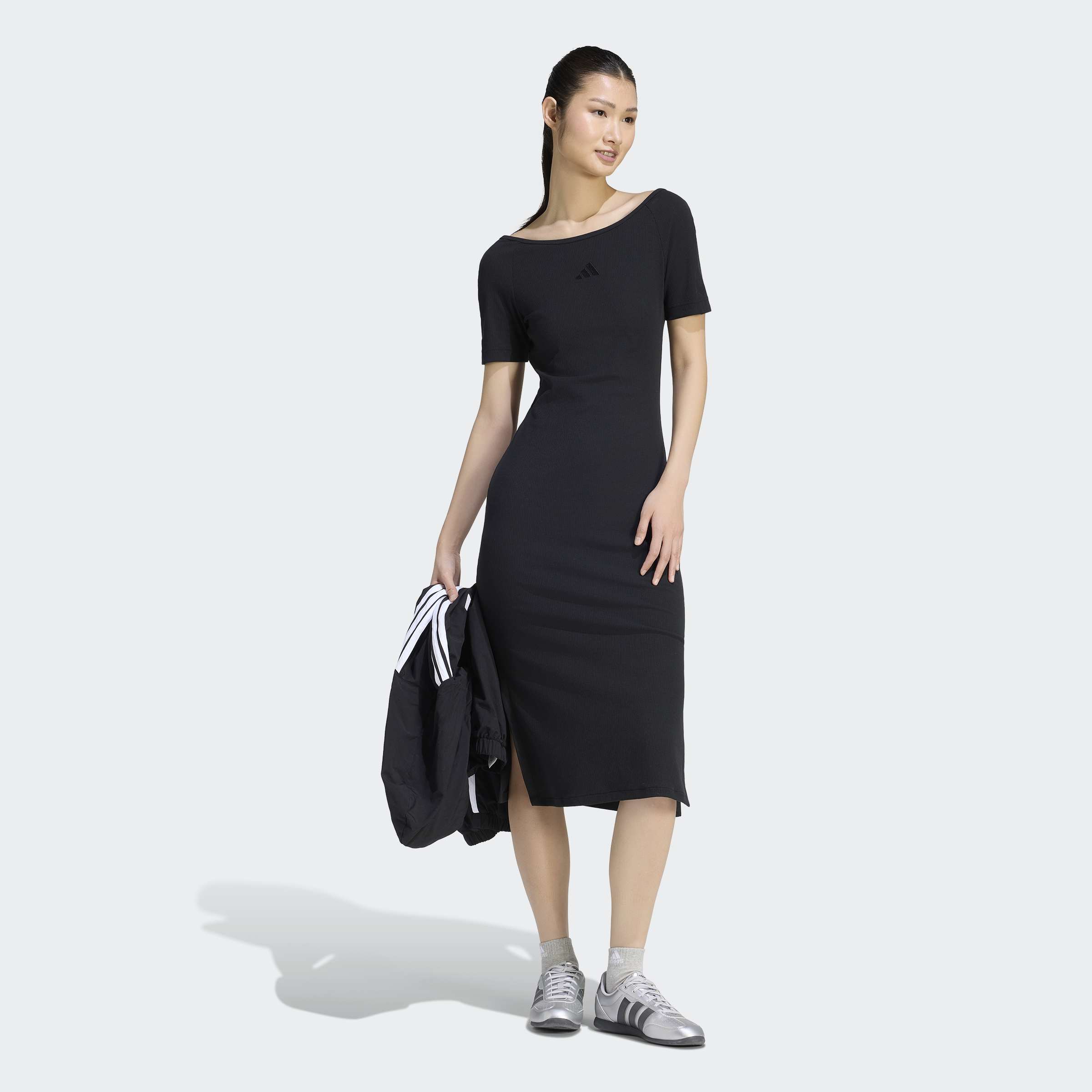adidas Sportswear Shirtkleid "ADIDAS KIT SMALL LOGO RIB DRESS" für Erwachsene geeignet, ohne Verschluss, aus Baumwolle