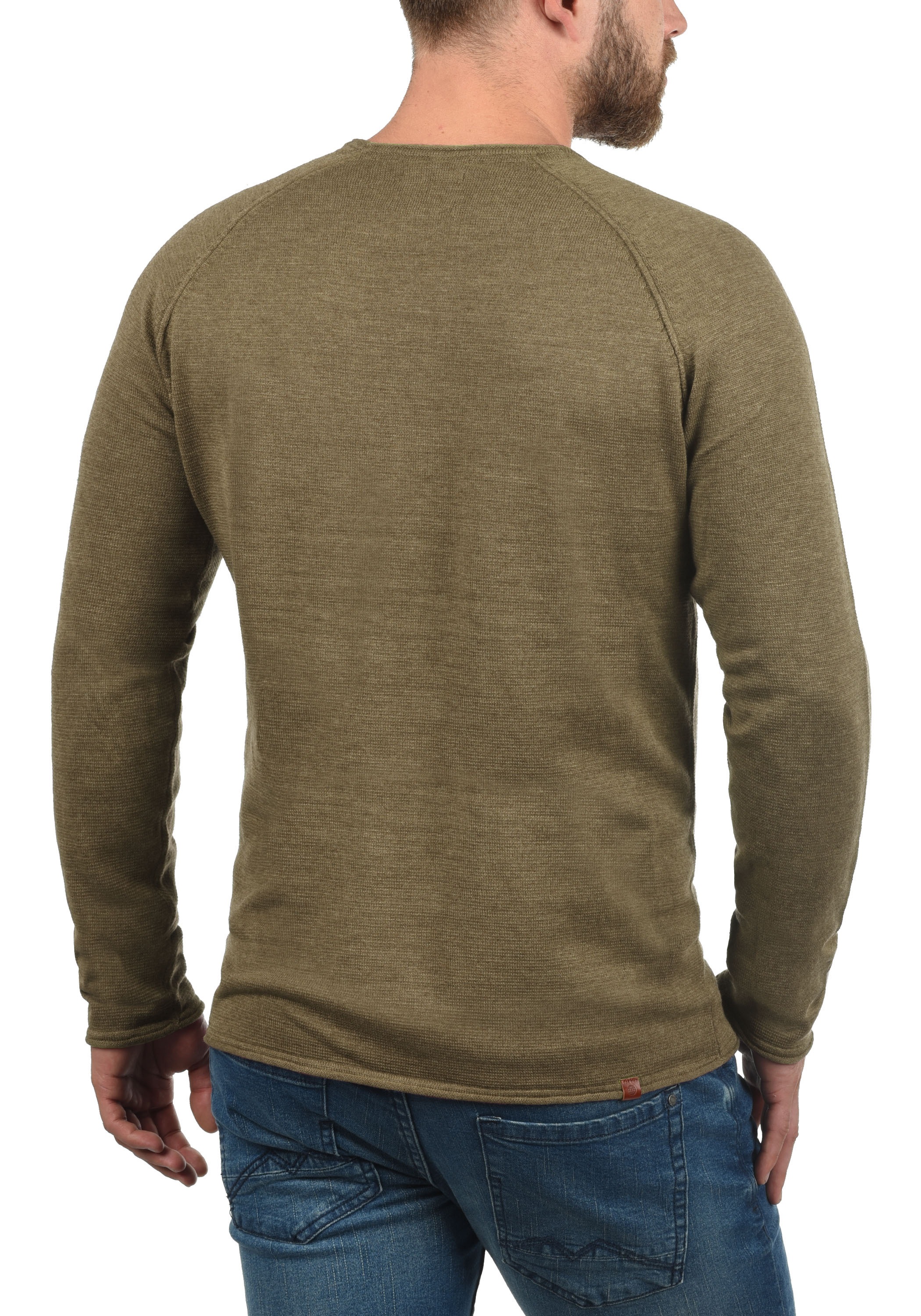 Strickpullover BLEND "BHJohn", Herren, Gr. XL, braun (mocca braun), Feinstrick, 100% Baumwolle, unifarben, regular fit, Rundhals, Raglanärmel, Pullover Strickpullover, Strickpullover mit aufgerollten Säumen 6