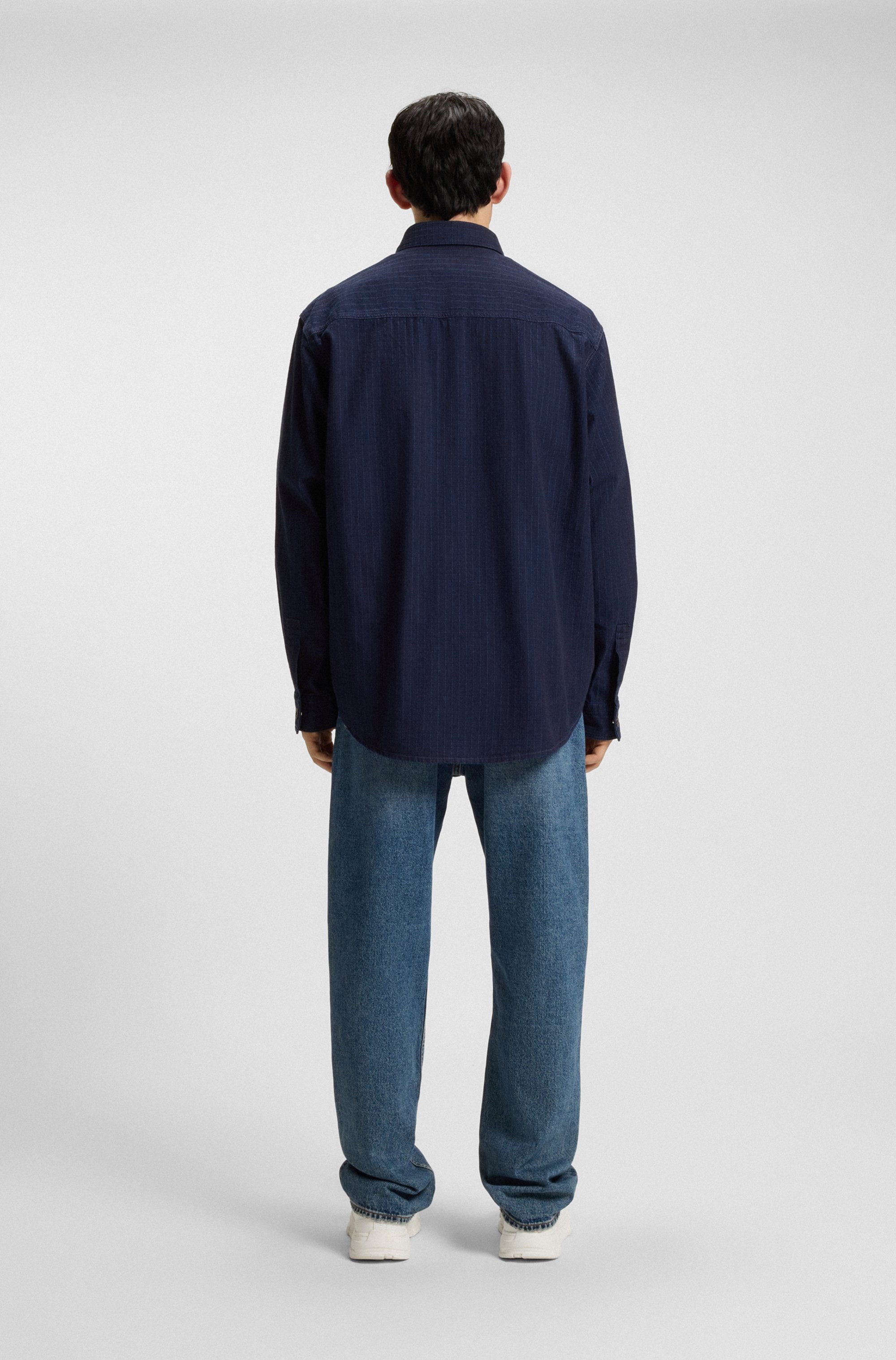 HUGO Blue Langarmhemd »Ebargo«, Kentkragen, oversize fit, Denim-Optik