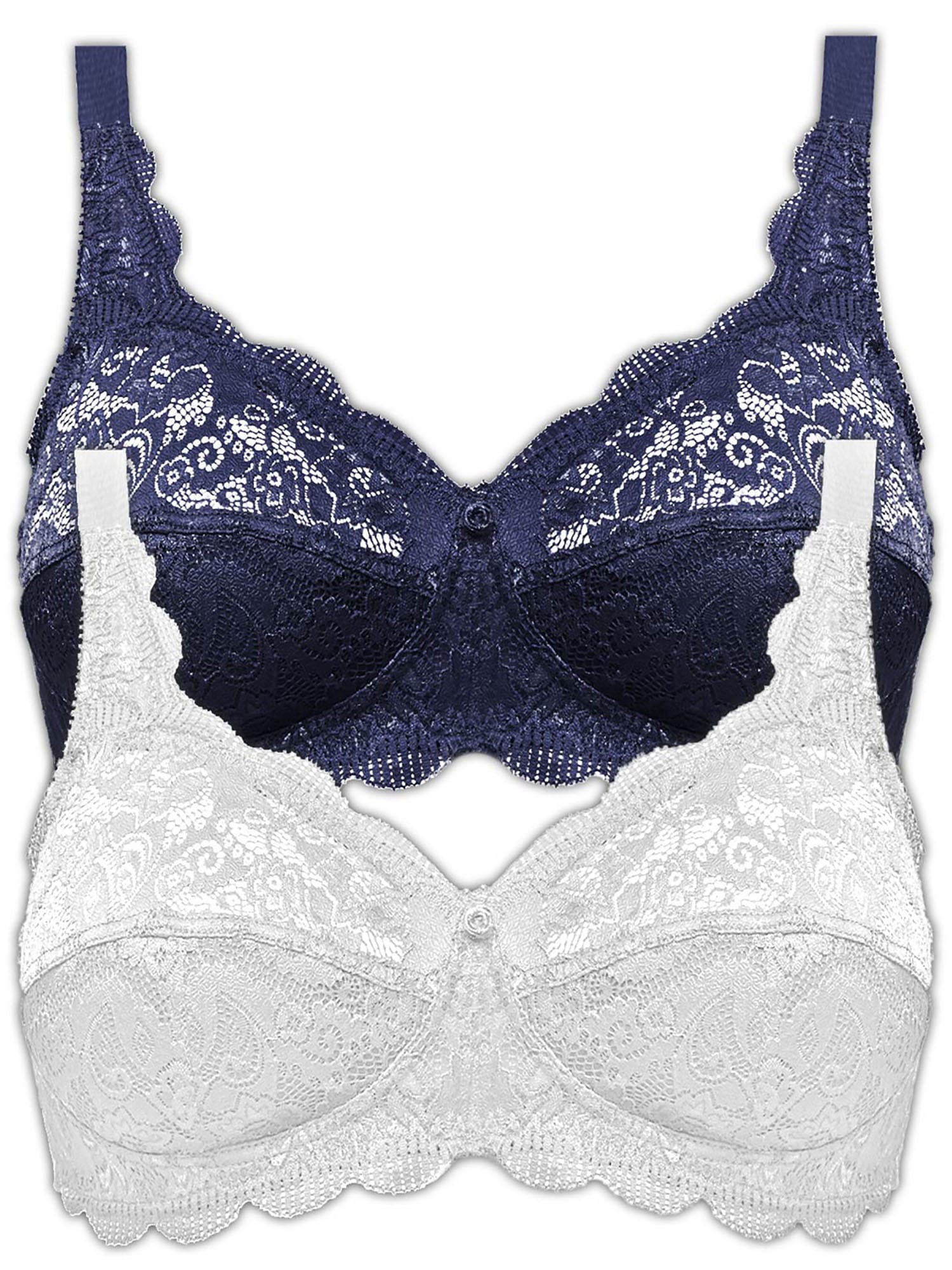 SUSA Damen Bügelloser BH "2er Pack BH ohne Bügel Latina", Gr. 85, bunt, Spitze, Obermaterial: 77% Polyamid PA. 15% Baumwolle CO. 8% Elasthan EL., BHs