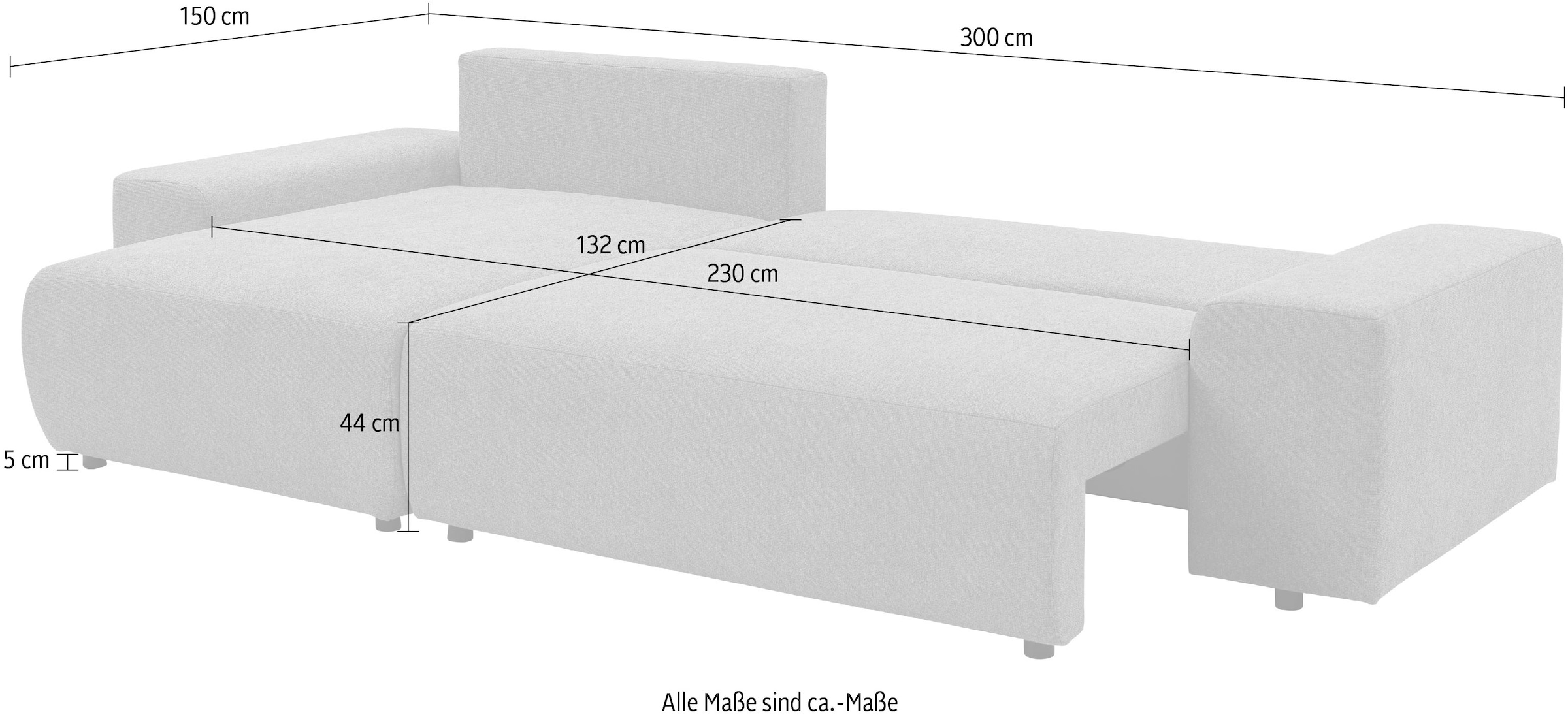 WERK2 Ecksofa »Amsterdam, zeitlos und elegant, Breite 300cm, L-Form«, Design Ecksofa mit hohem Komfort, Schlaffunktion & Bettkasten