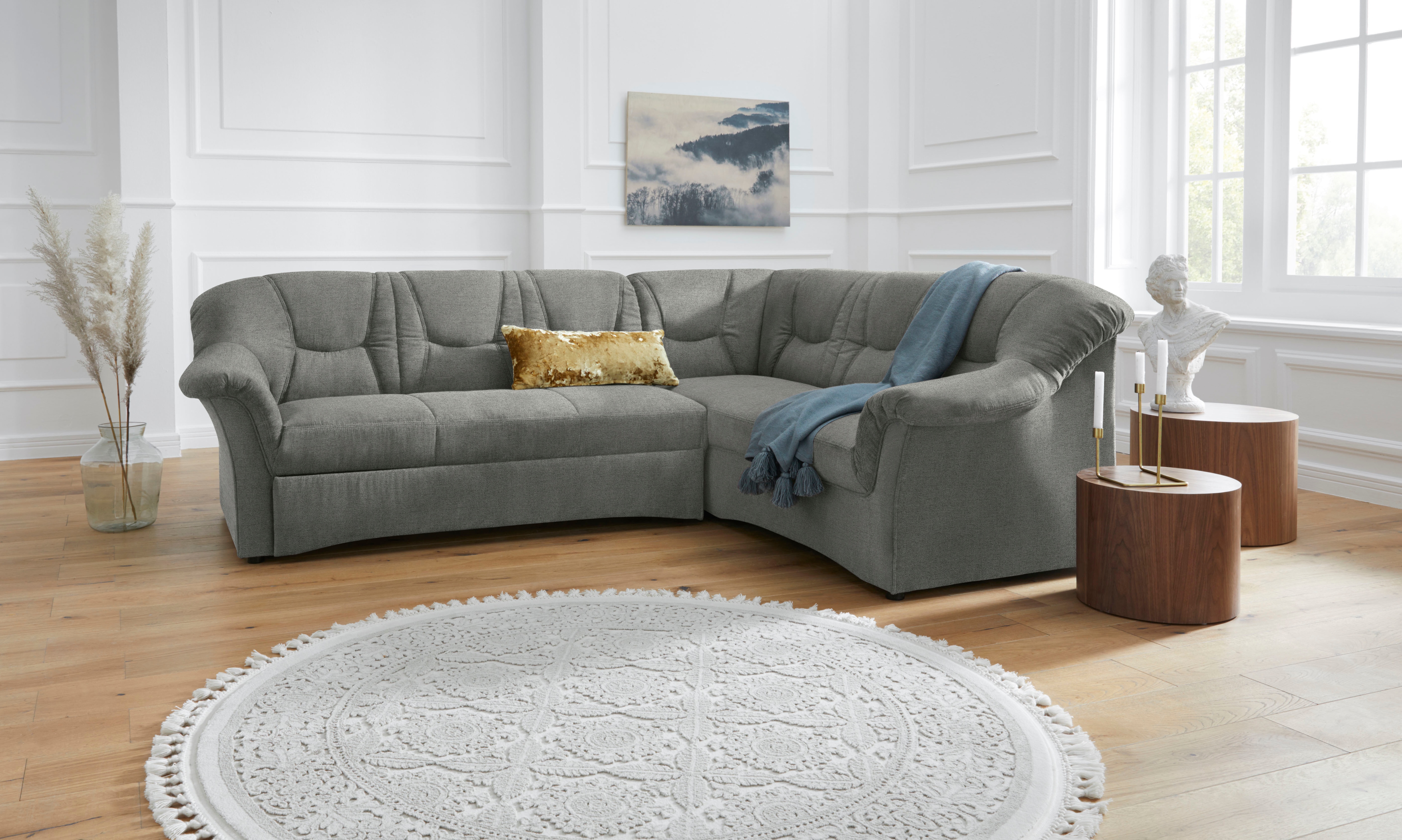 DOMO collection 1100000002199 "SARAFINA 240x190 cm, auch mit Federkern für mehr Sitzkomfort" whlw. mit Bettfunktion, elegantes Design, L-Form